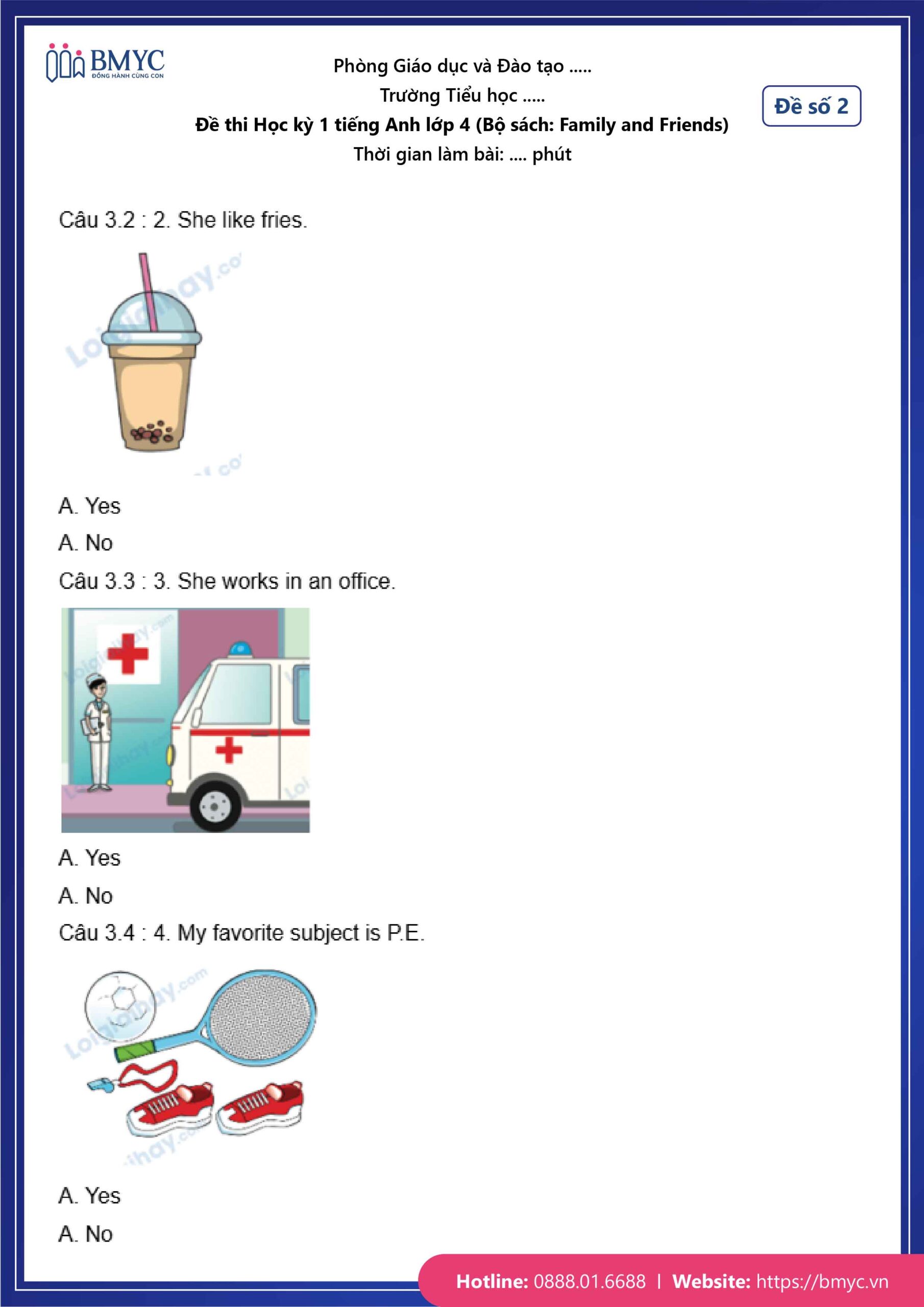 De thi TA lop 4-56 Đề số 2