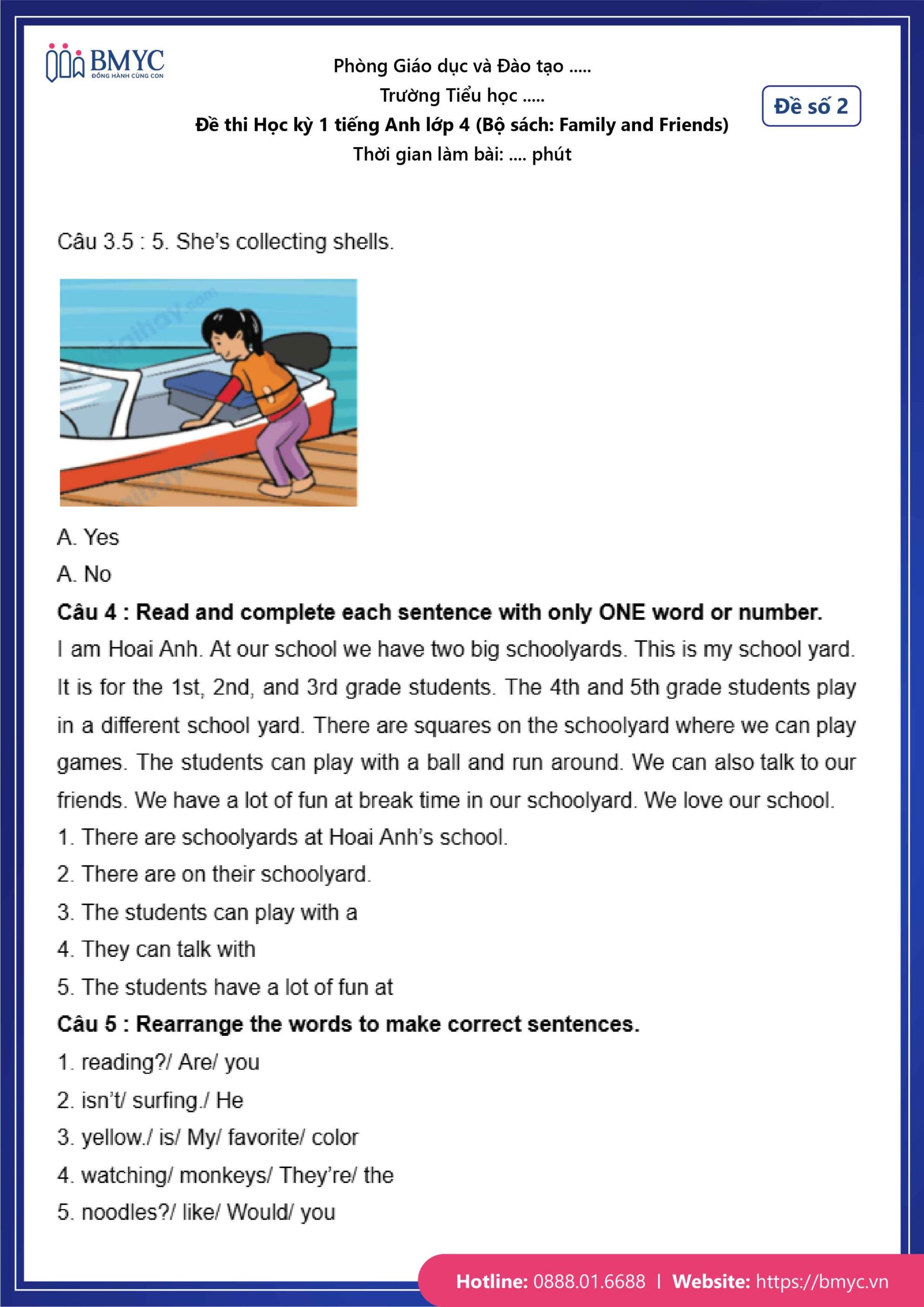 De thi TA lop 4-57 Đề số 2