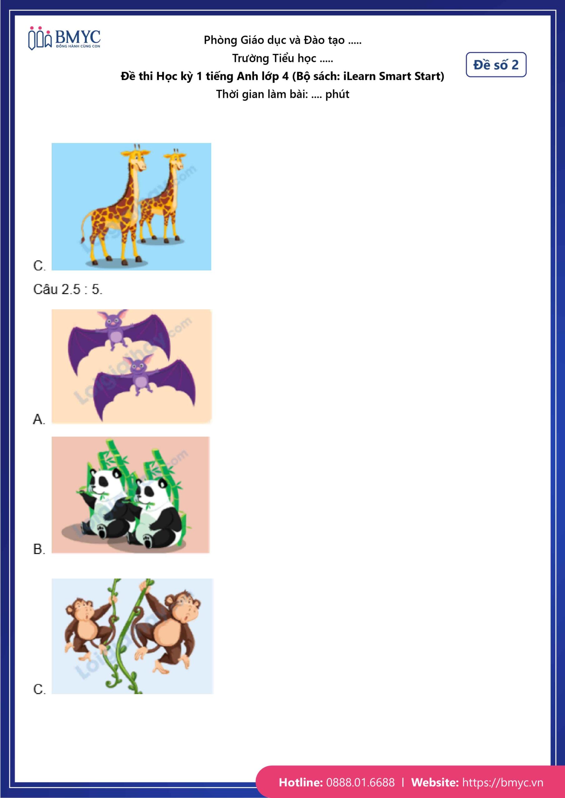 De thi TA lop 4-88 Đề số 2