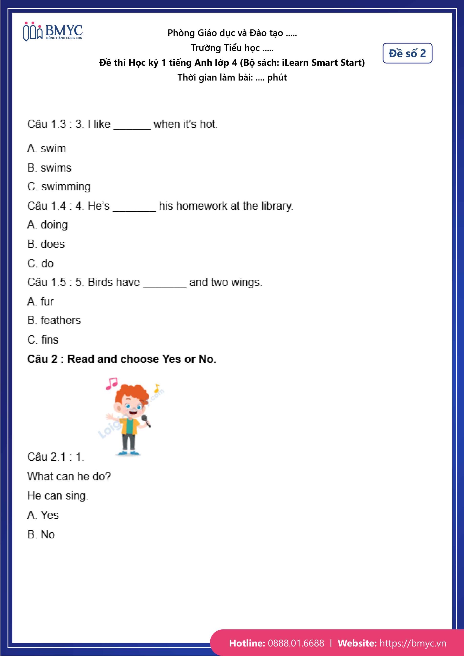 De thi TA lop 4-90 Đề số 2
