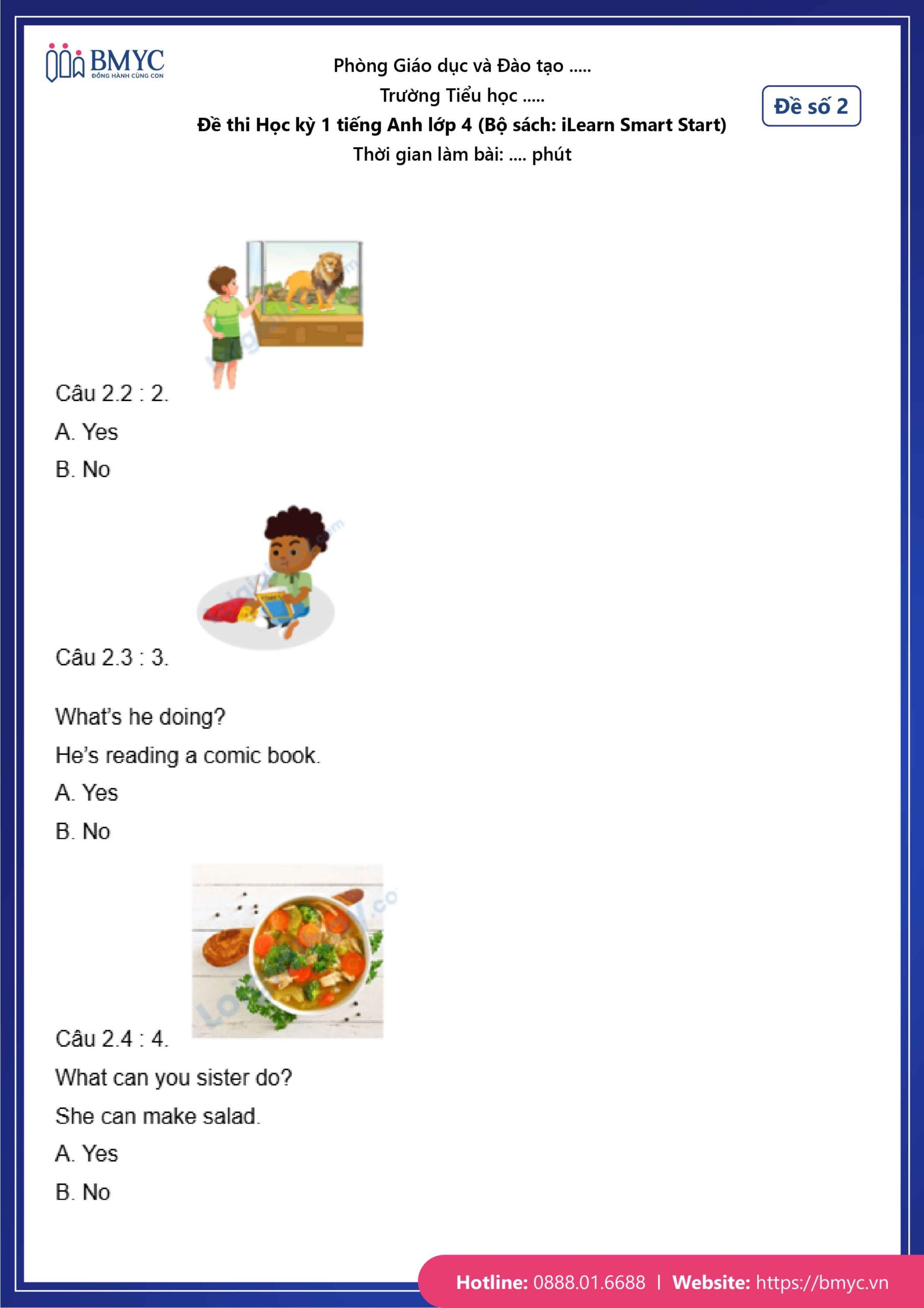 De thi TA lop 4-91 Đề số 2
