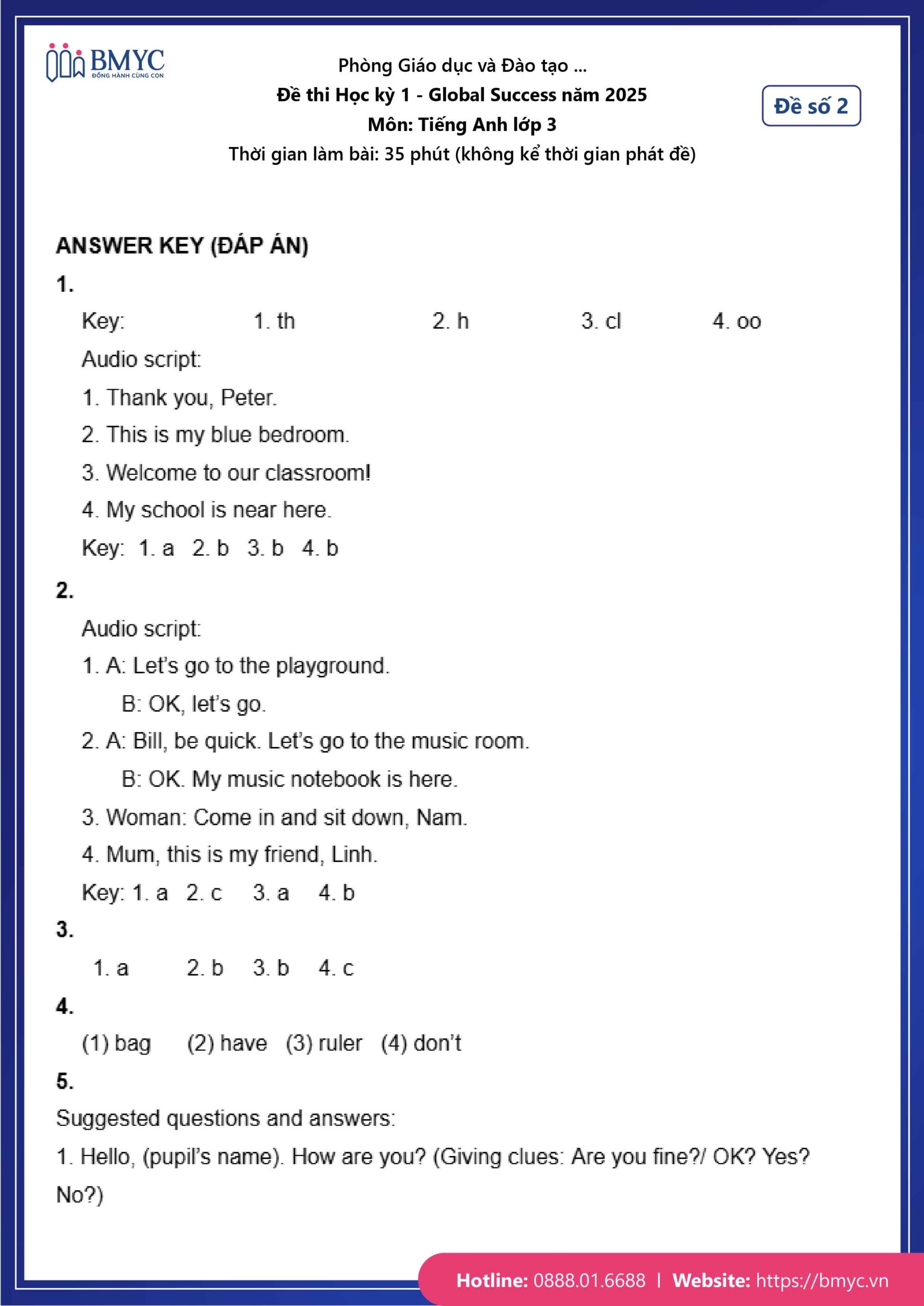 Đáp án đề số 2