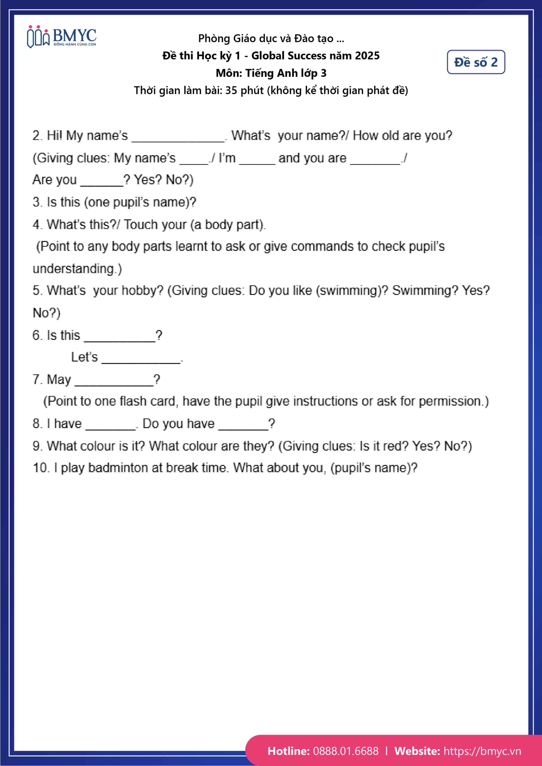 Đáp án đề số 2