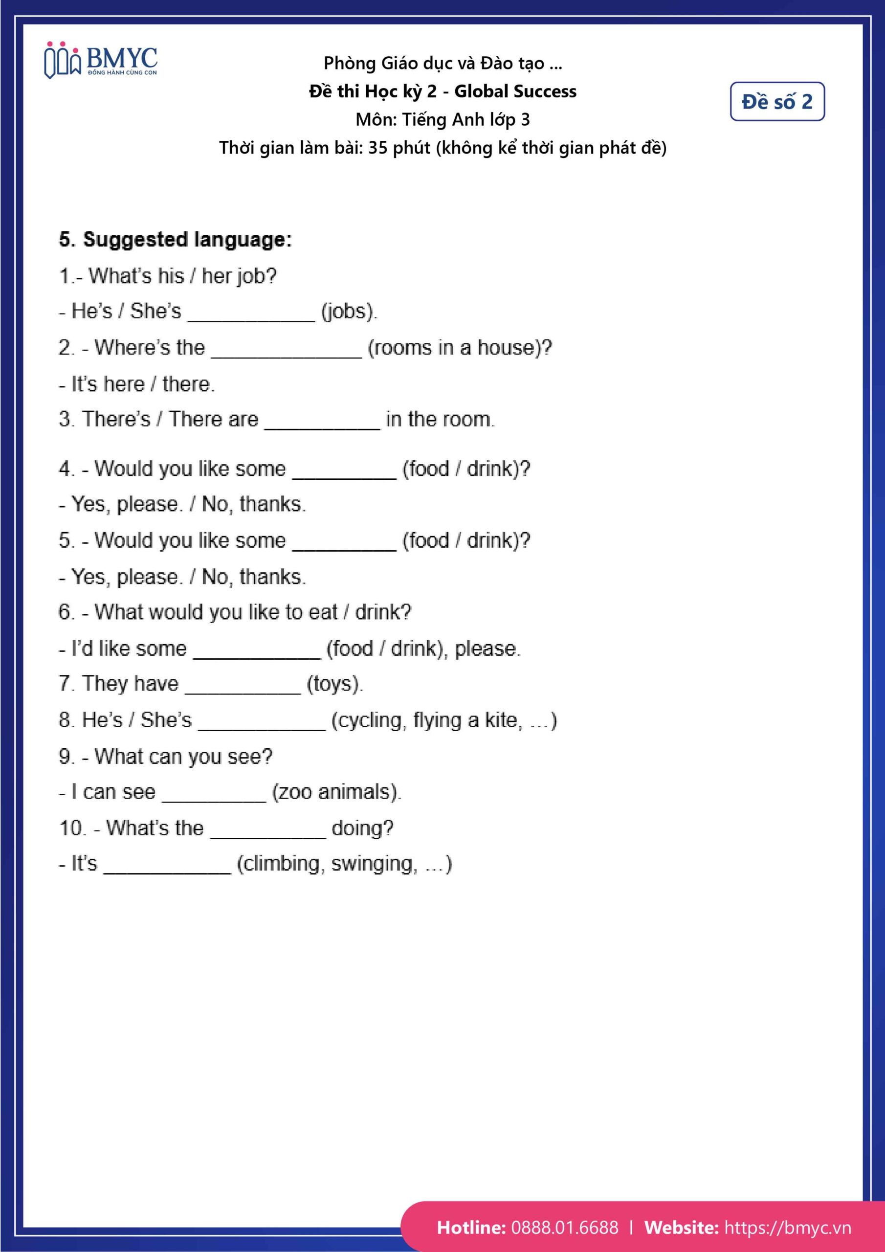 Đáp án đề số 2