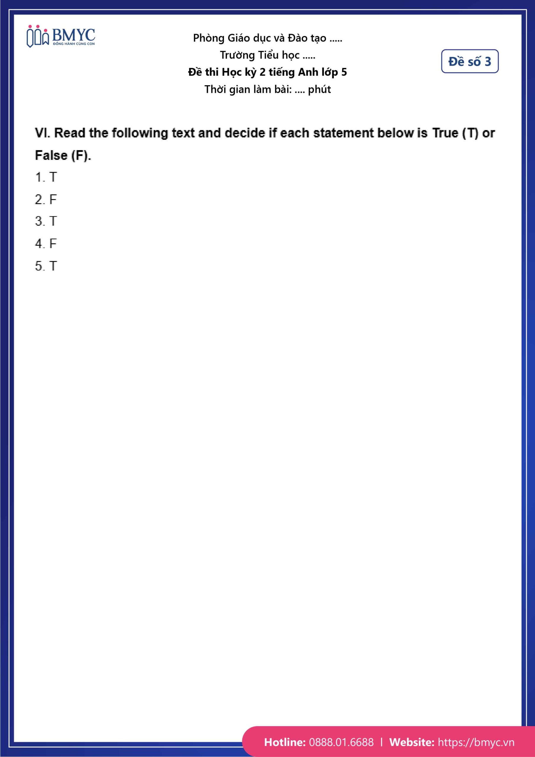 Đáp án đề số 3