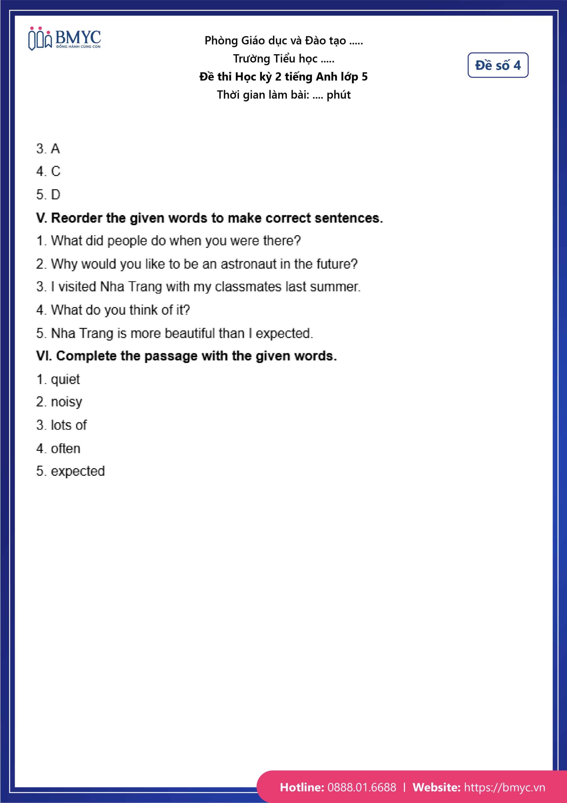 Đáp án đề số 4