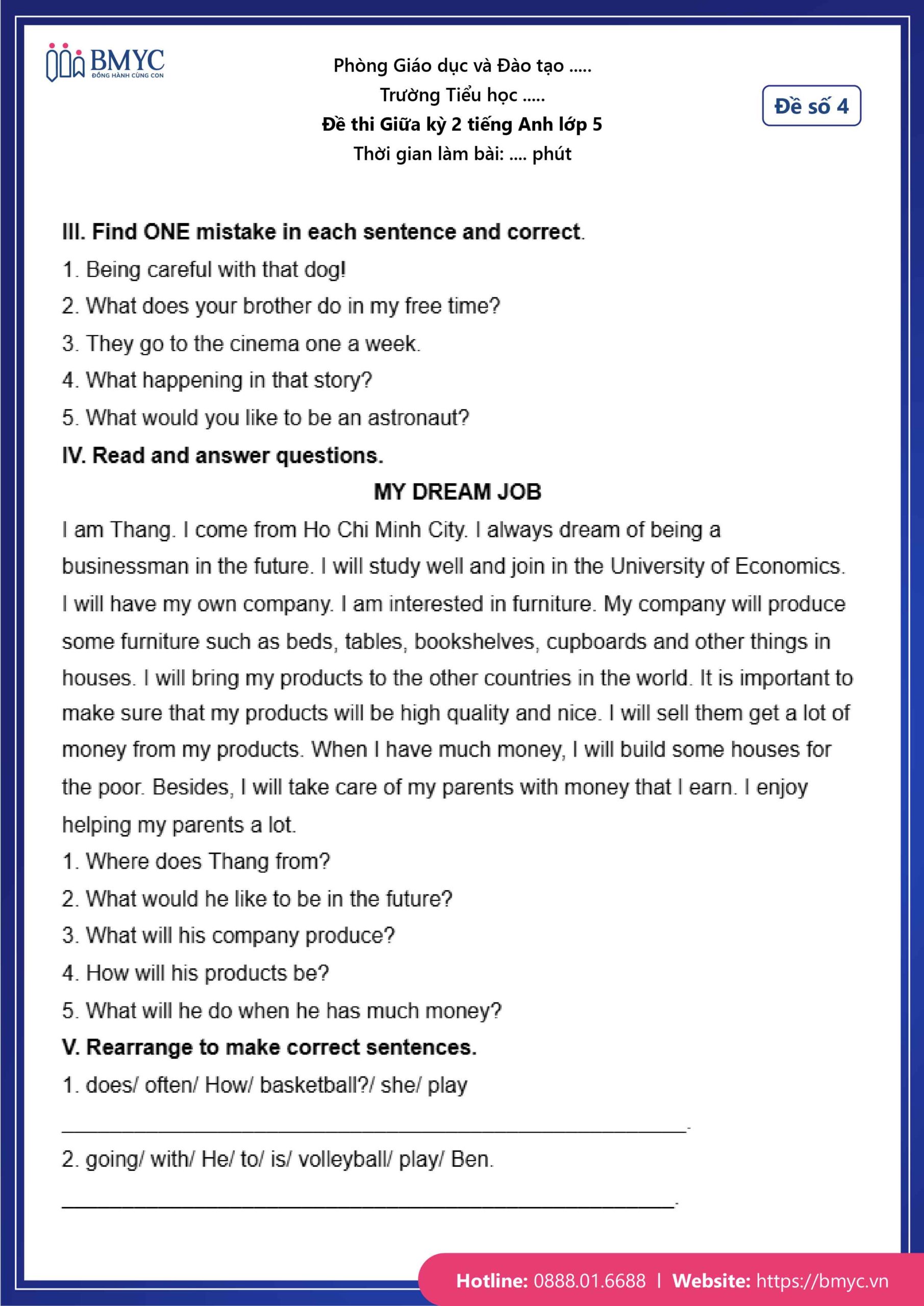 Đáp án đề số 4