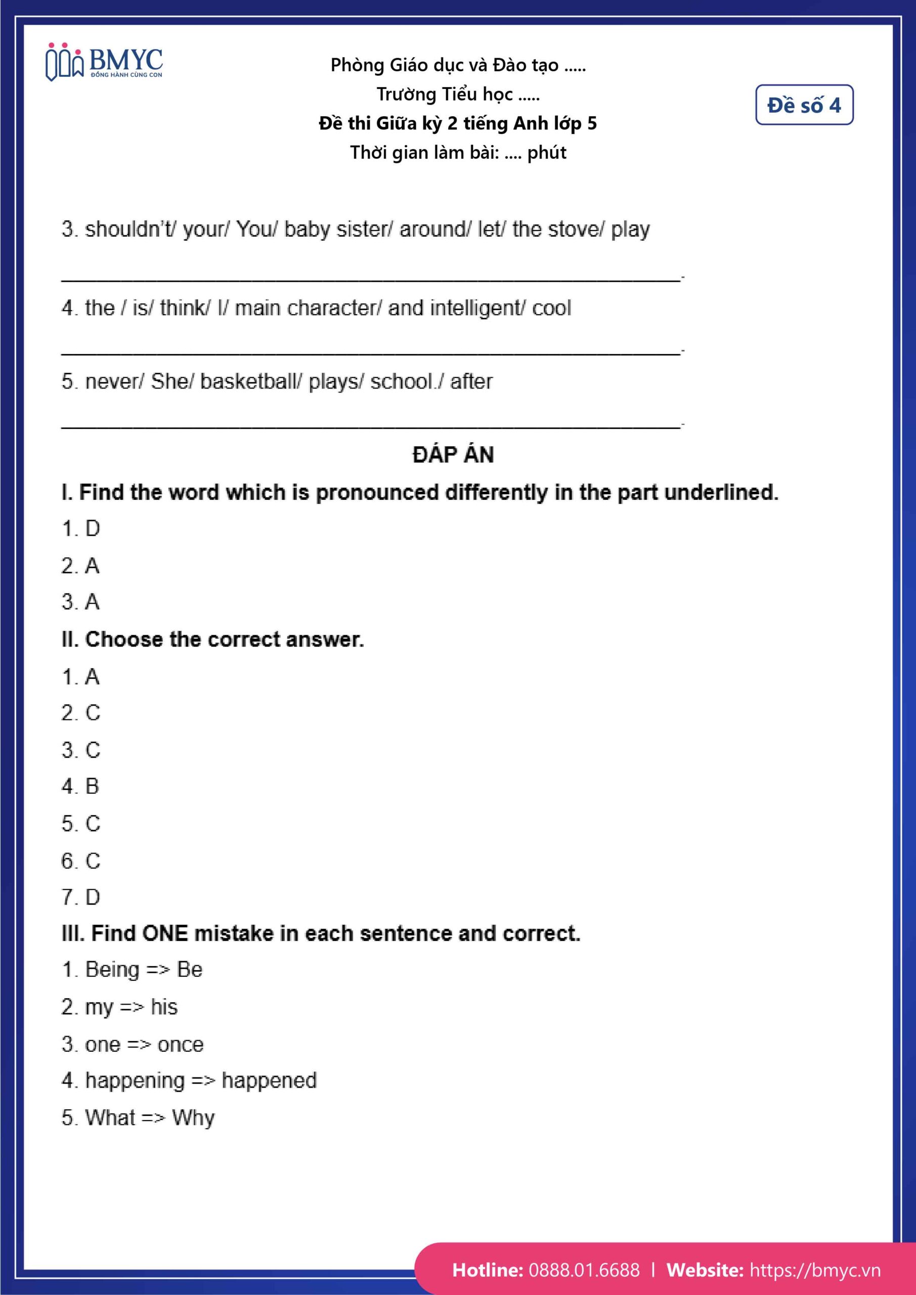 Đáp án đề số 4