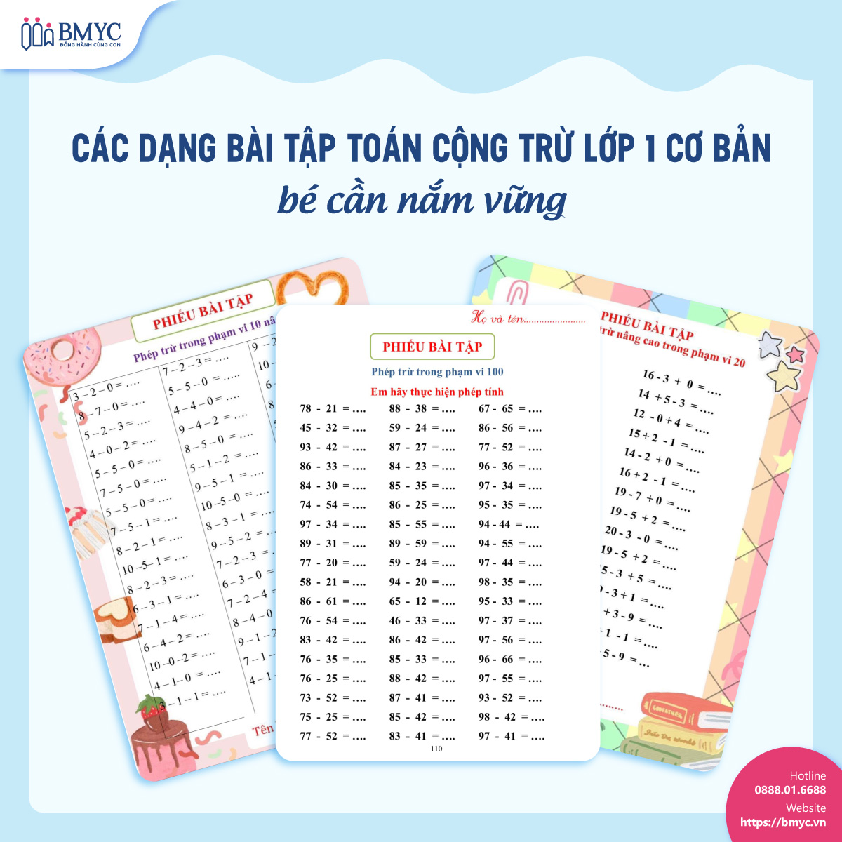 Các dạng bài tập Toán cộng trừ lớp 1 cơ bản bé cần nắm vững