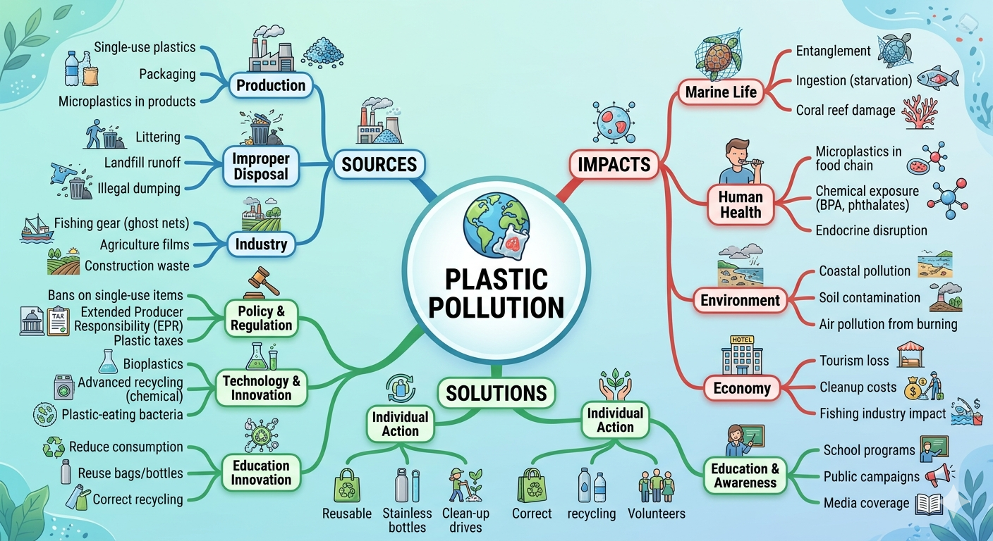 Plastic Pollution mind map