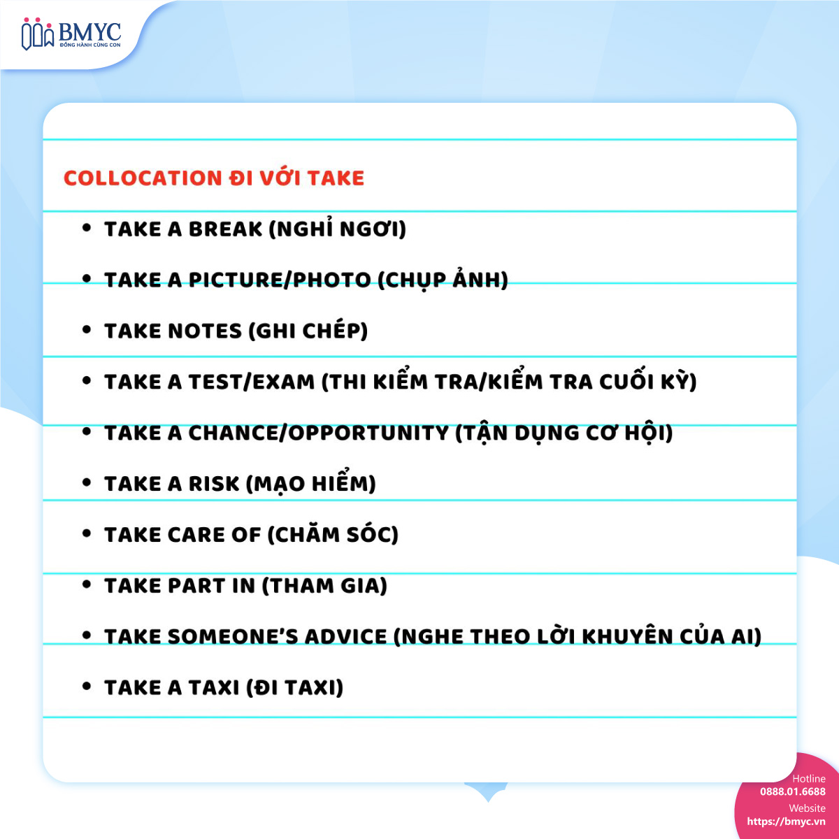 Collocation với Take Collocation với Take