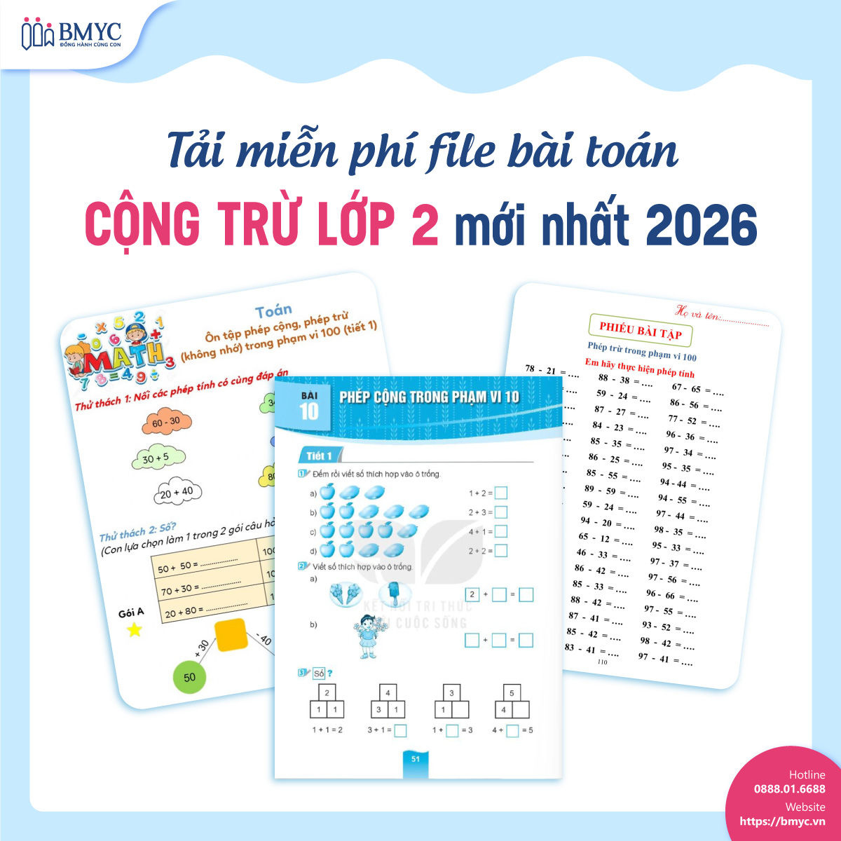 Tải miễn phí file bài toán cộng trừ lớp 2 mới nhất 2026