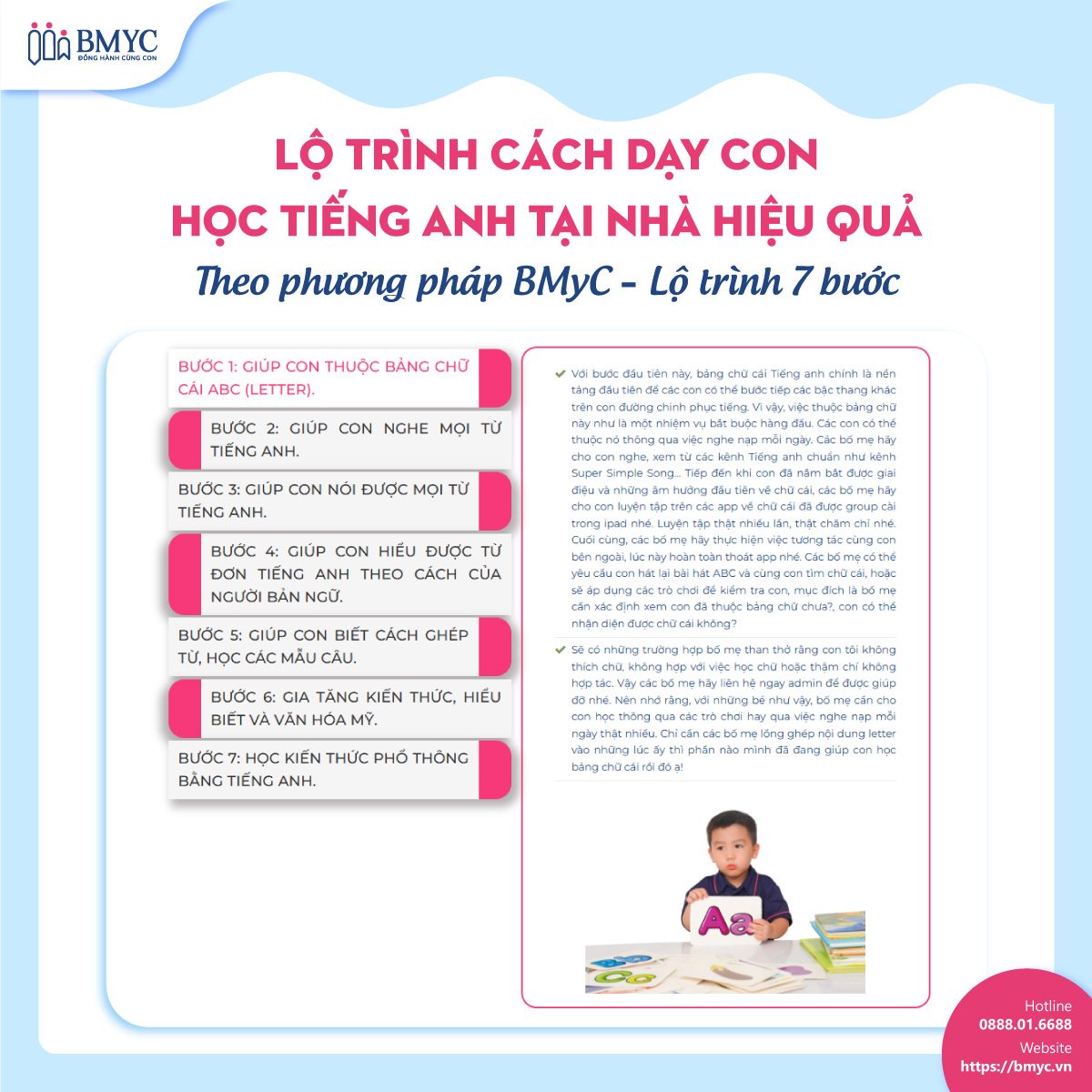 Lộ trình cách dạy con học tiếng Anh tại nhà hiệu quả (Theo phương pháp BMyC – Lộ trình 7 bước)