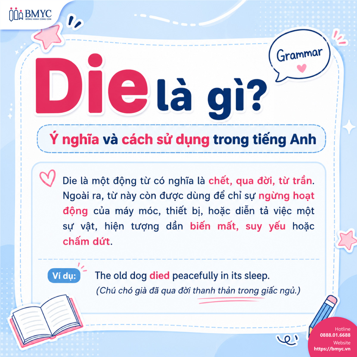 Die là gì? Ý nghĩa và cách sử dụng trong tiếng Anh 