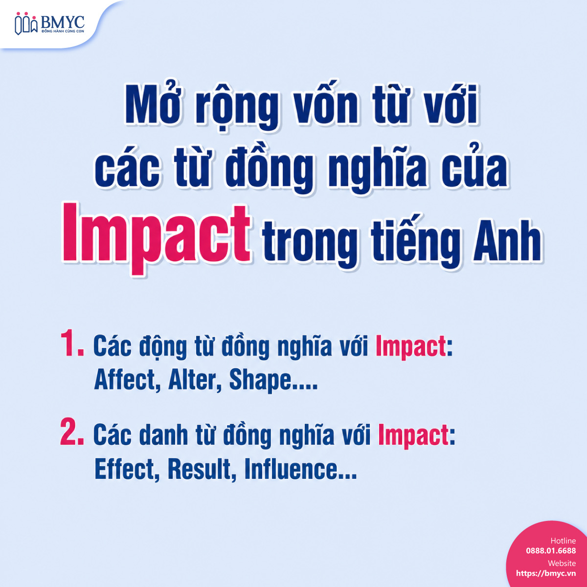 Mở rộng vốn từ với các từ đồng nghĩa của Impact trong tiếng Anh