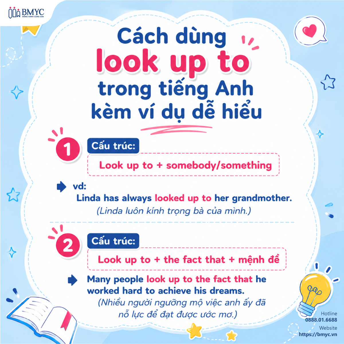 Cách dùng look up to trong tiếng Anh kèm ví dụ dễ hiểu