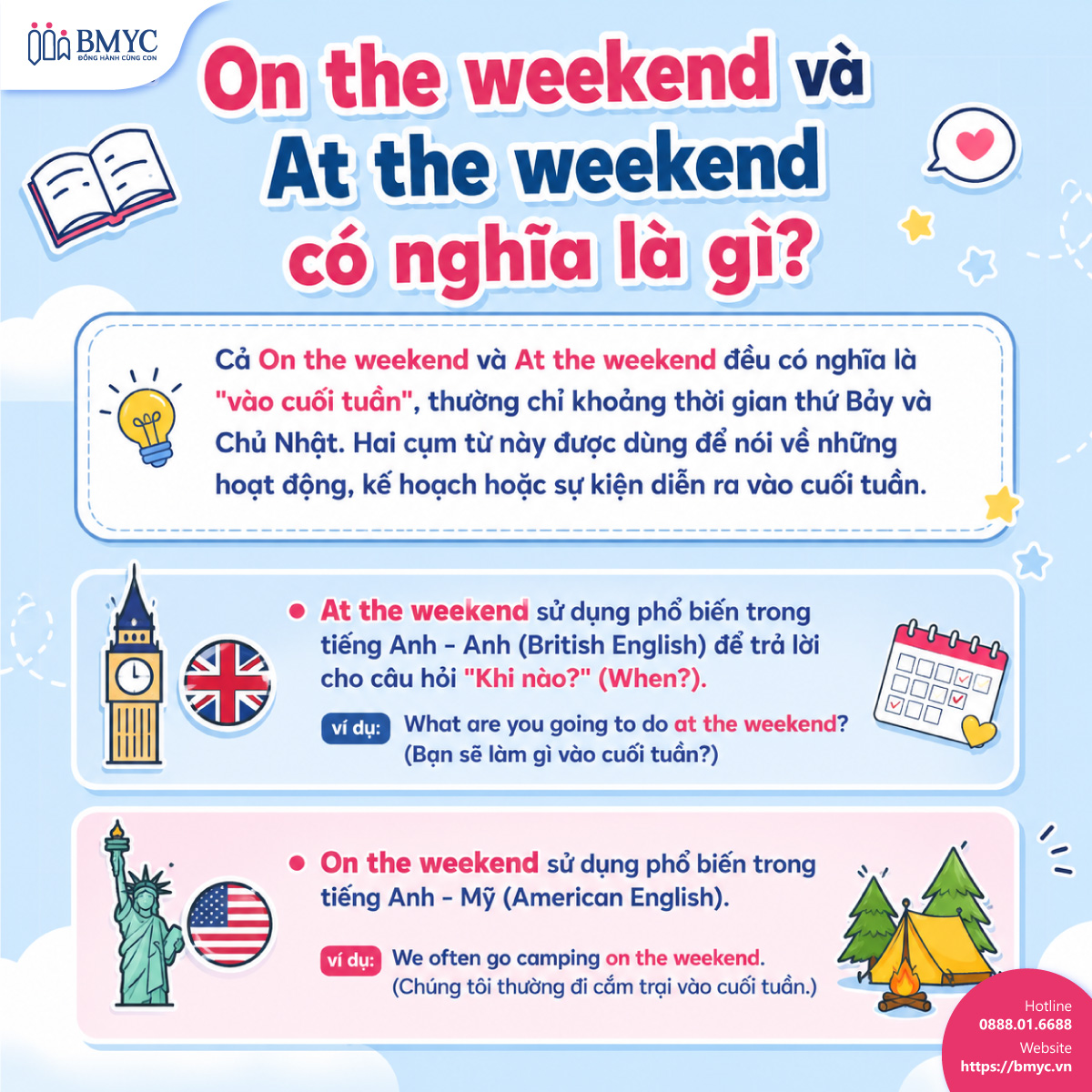 On the weekend và At the weekend có nghĩa là gì? 