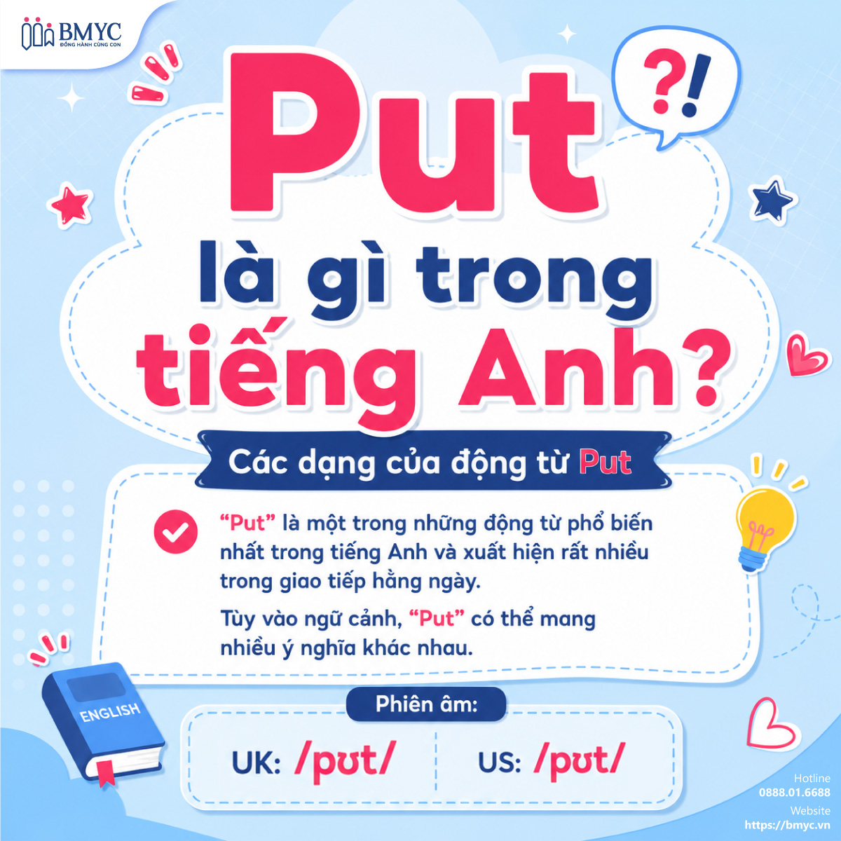 Put là gì trong tiếng Anh? Các dạng của động từ Put 
