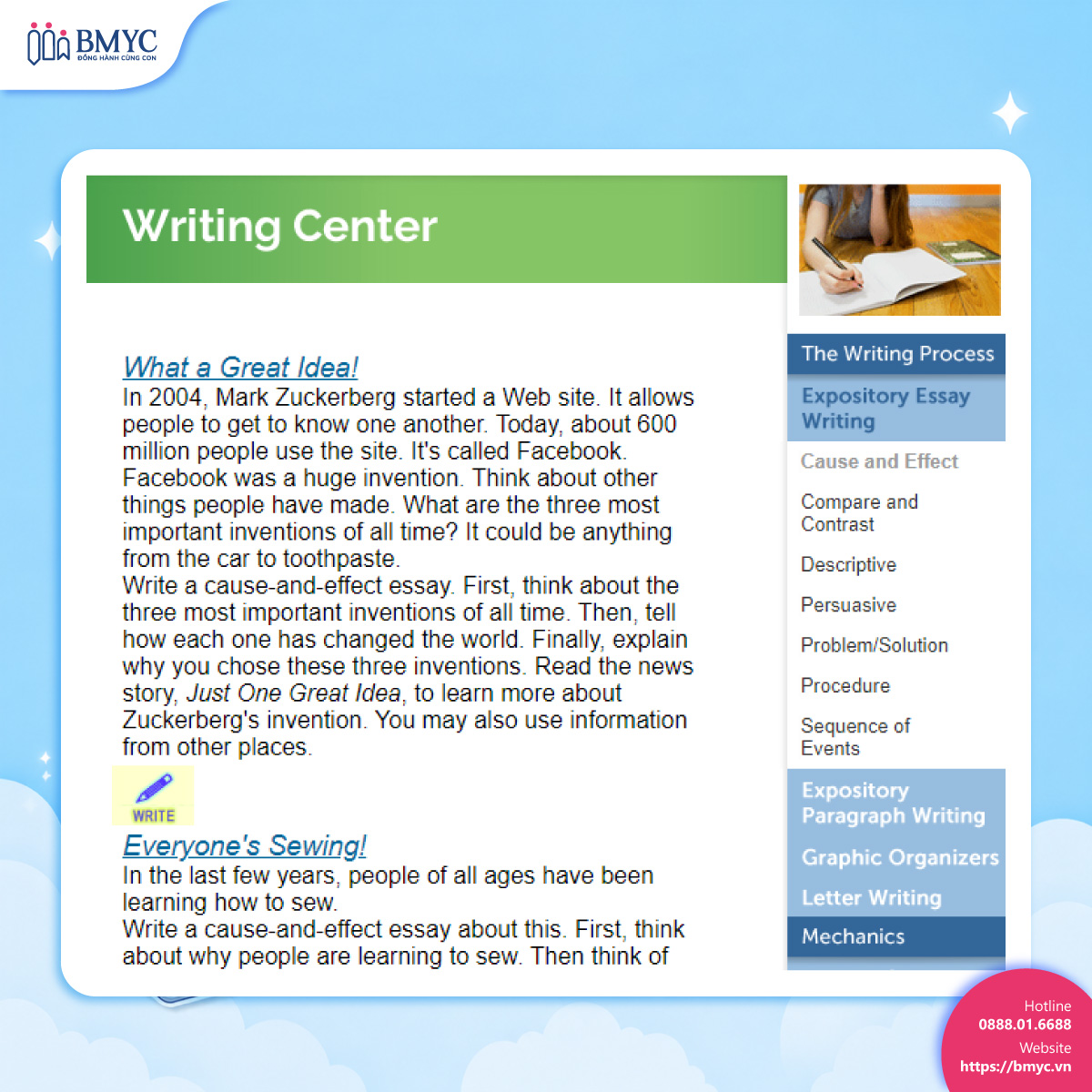 Writing Center bước 2