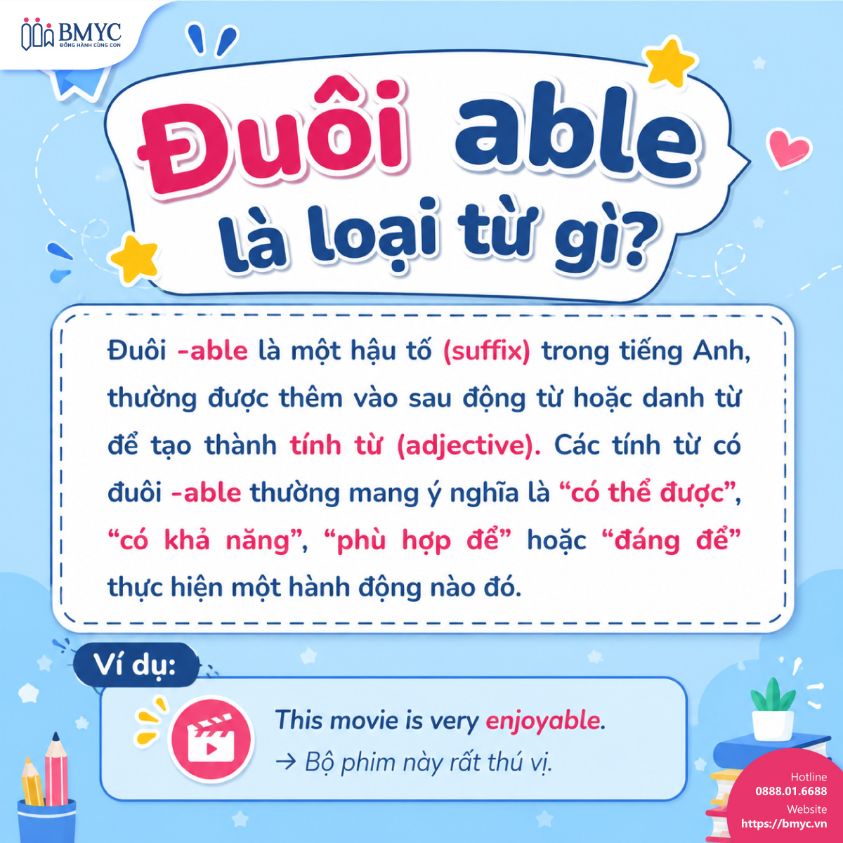 Đuôi able là loại từ gì?