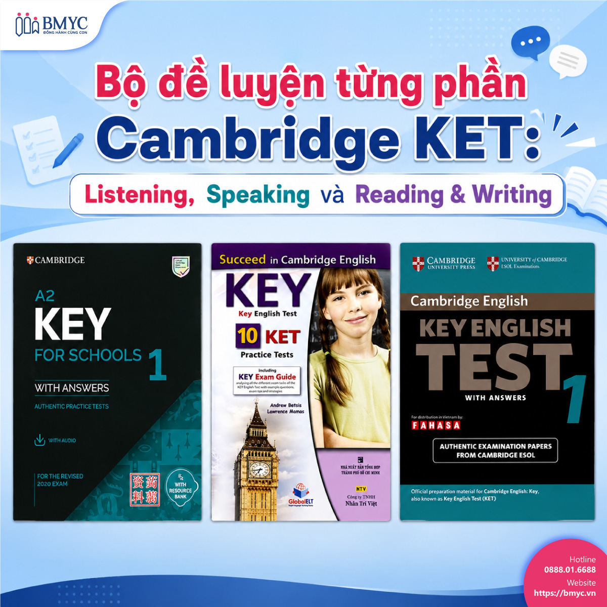 Bộ đề luyện từng phần Cambridge KET: Listening, Speaking và Reading & Writing Bộ đề luyện từng phần Cambridge KET: Listening, Speaking và Reading & Writing