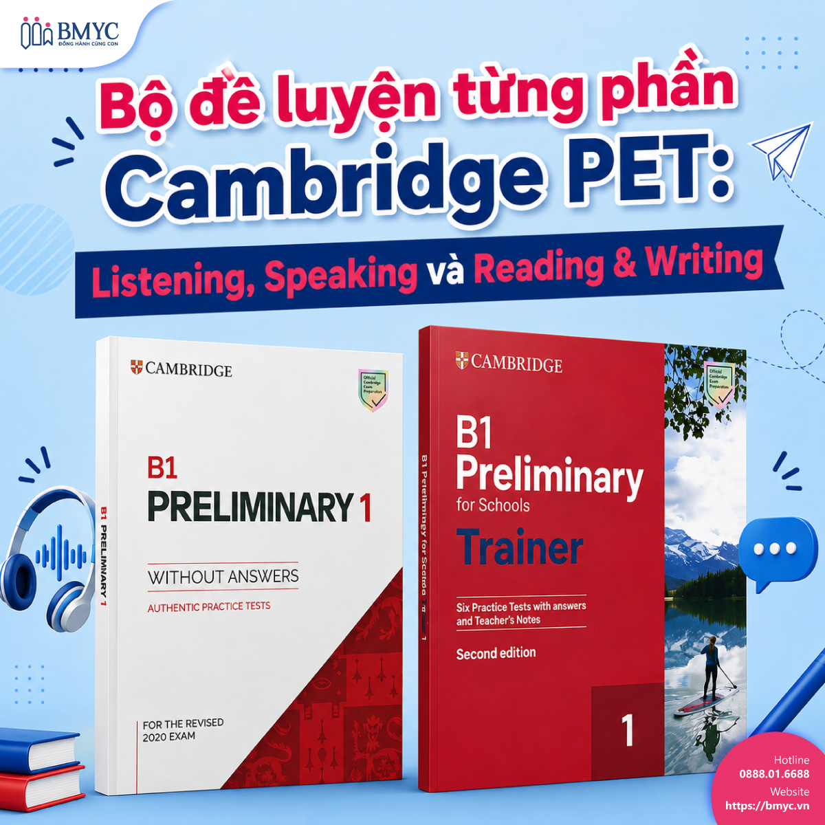 Bộ đề luyện từng phần Cambridge PET: Listening, Speaking và Reading & Writing