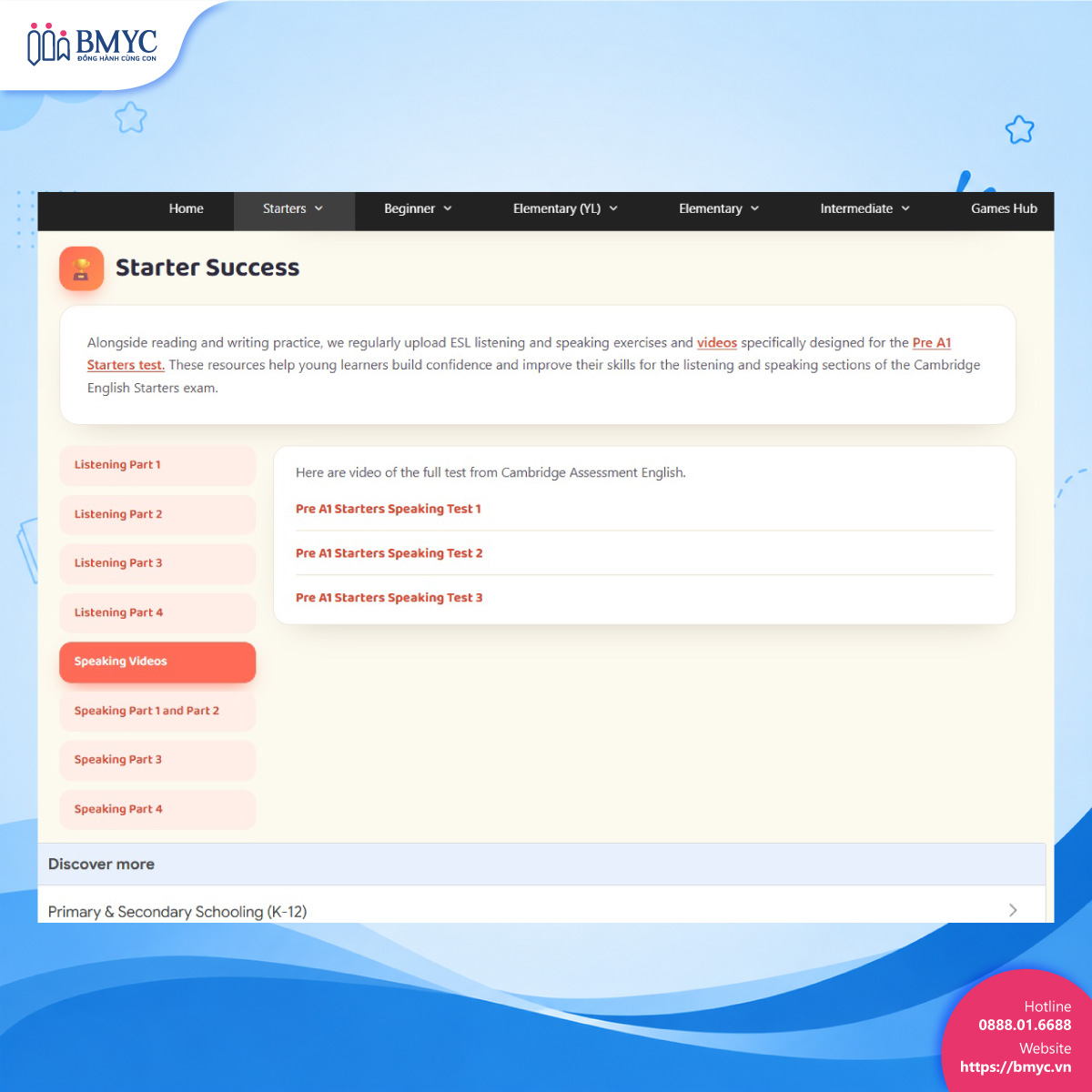 Đề thi Cambridge Starters Speaking