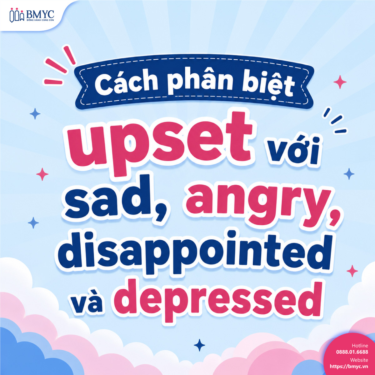 Cách phân biệt upset với sad, angry, disappointed và depressed