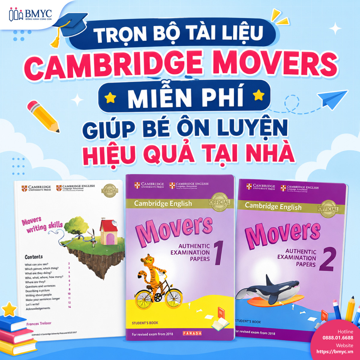 Trọn bộ tài liệu Cambridge Movers miễn phí giúp bé ôn luyện hiệu quả tại nhà