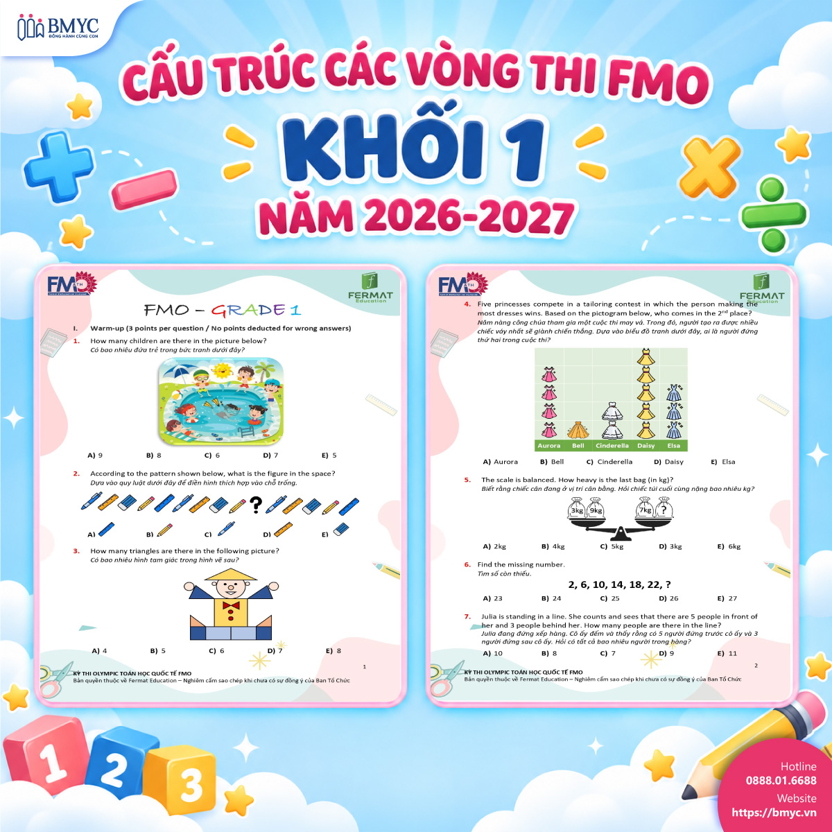 Cấu trúc các vòng thi FMO khối 1 năm 2026-2027