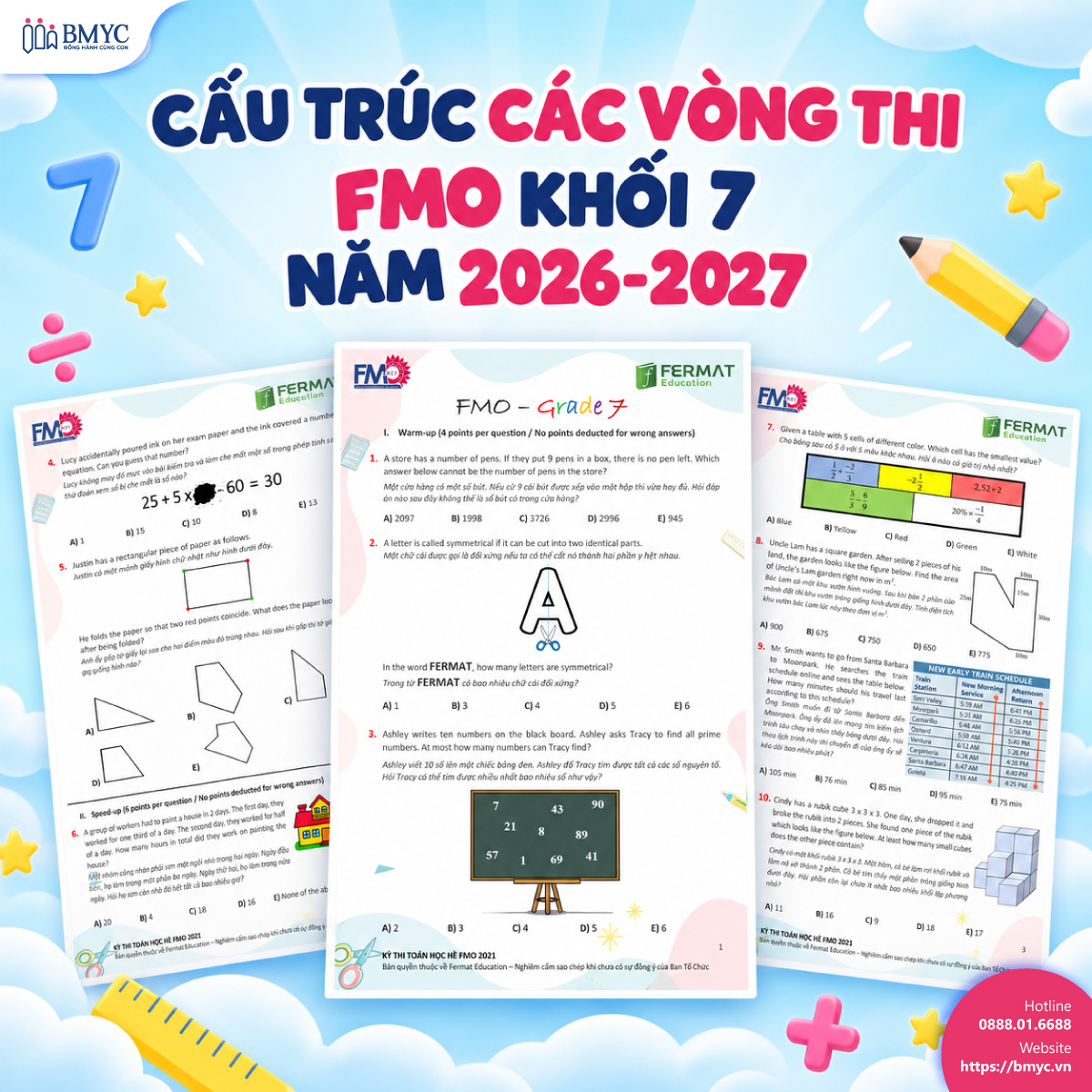 Cấu trúc các vòng thi FMO khối 7 năm 2026-2027