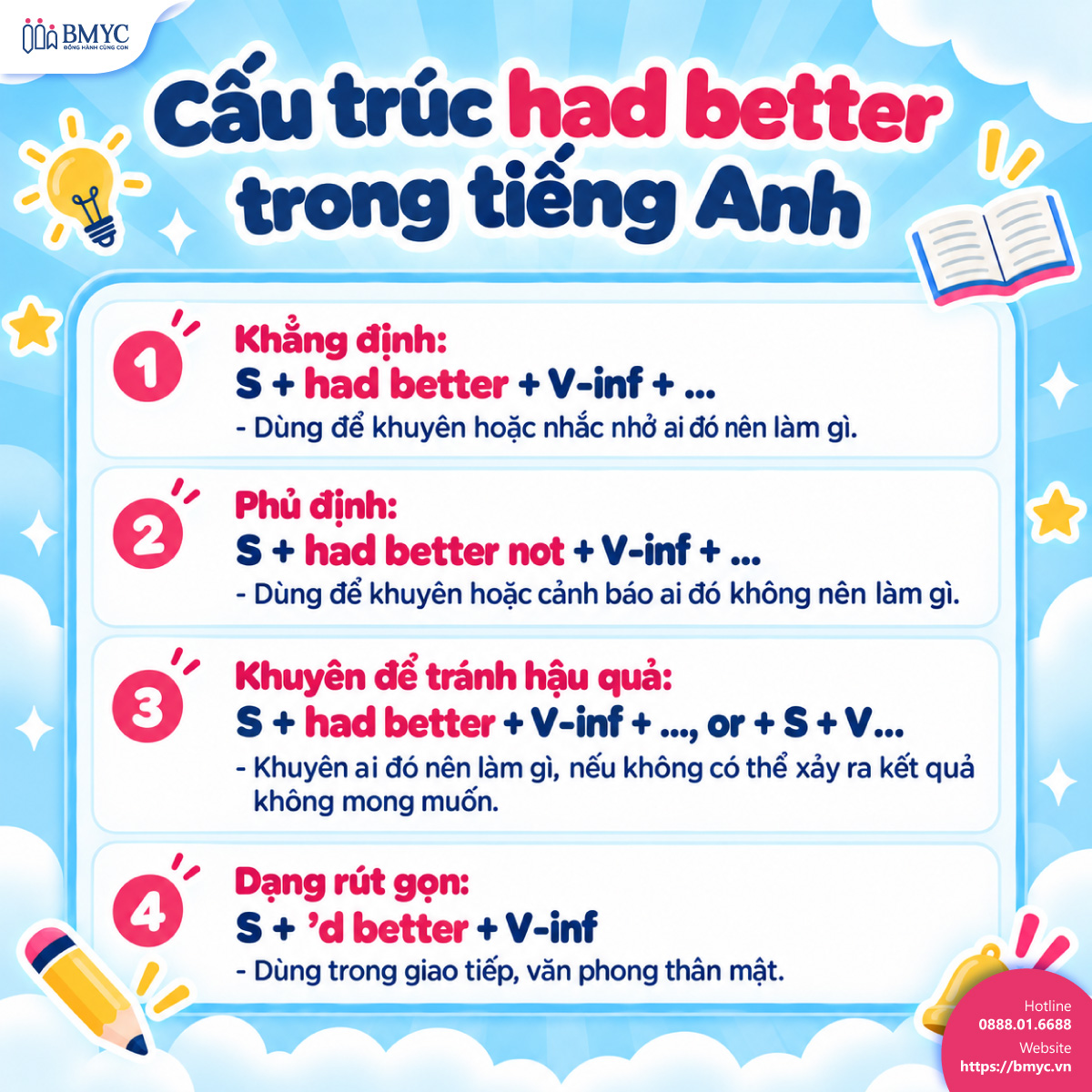 Cấu trúc had better trong tiếng Anh Cấu trúc had better trong tiếng Anh