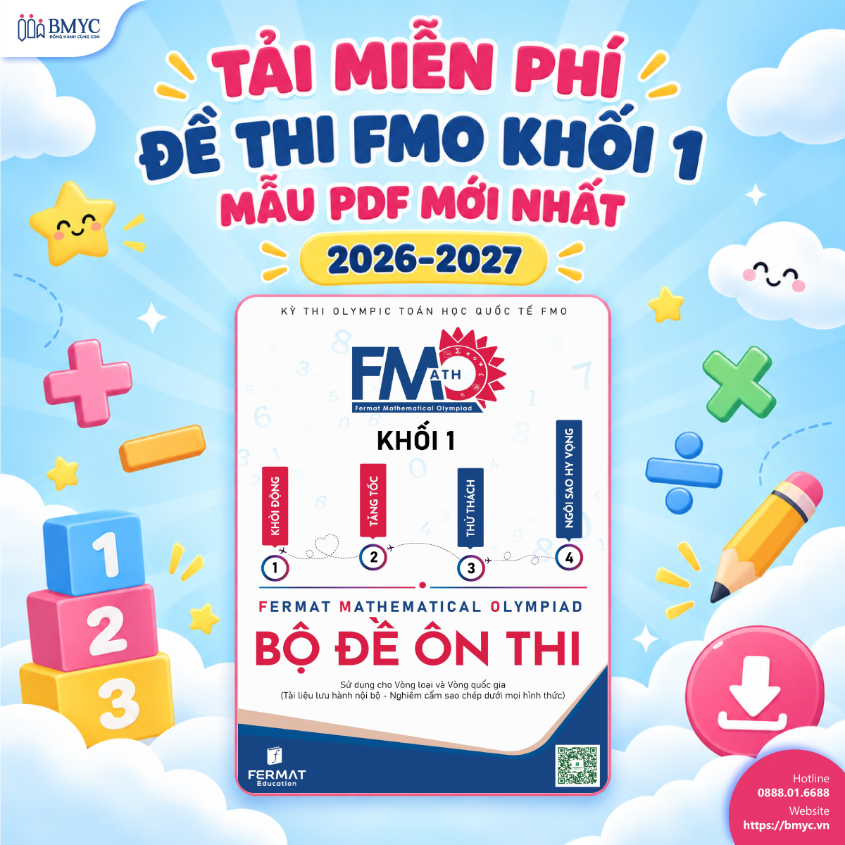 Tải miễn phí đề thi FMO khối 1 mẫu PDF mới nhất 2026-2027