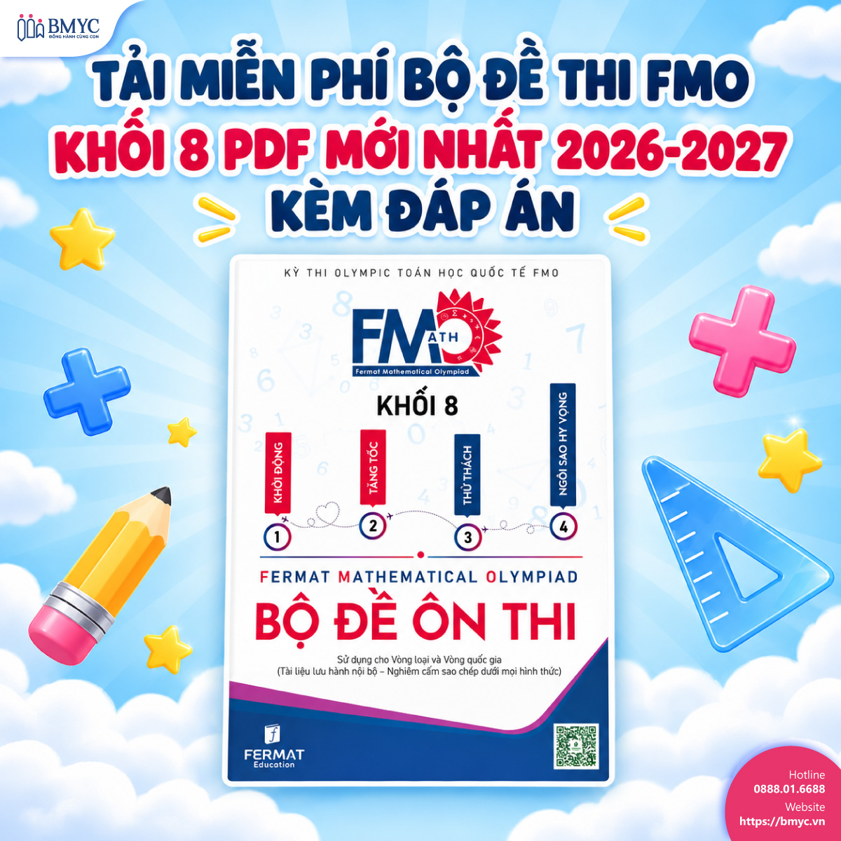 Tải miễn phí bộ đề thi FMO khối 8 PDF mới nhất 2026-2027 kèm đáp án