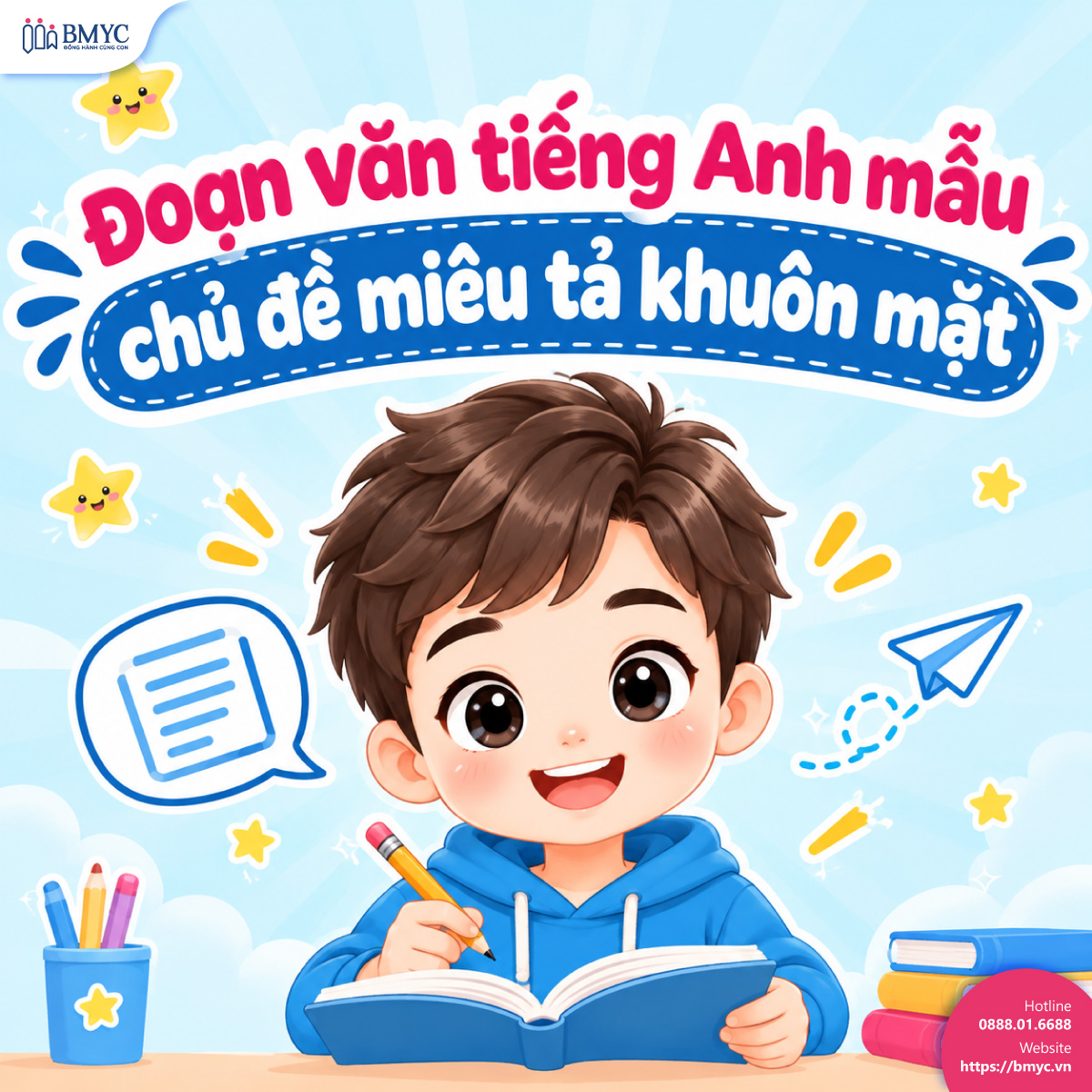 Đoạn văn tiếng Anh mẫu chủ đề miêu tả khuôn mặt 