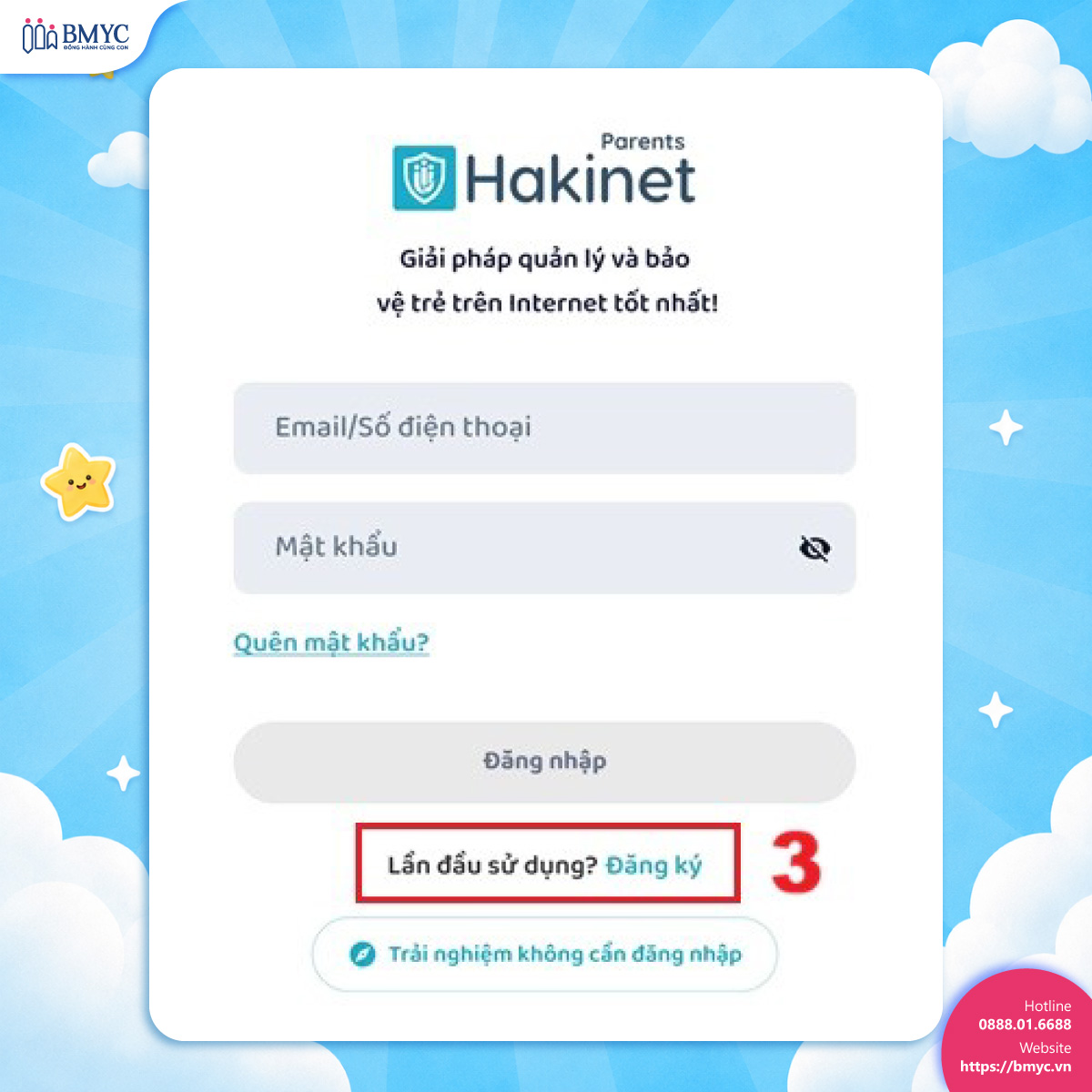 Đăng nhập hoặc đăng ký tài khoản Hakinet