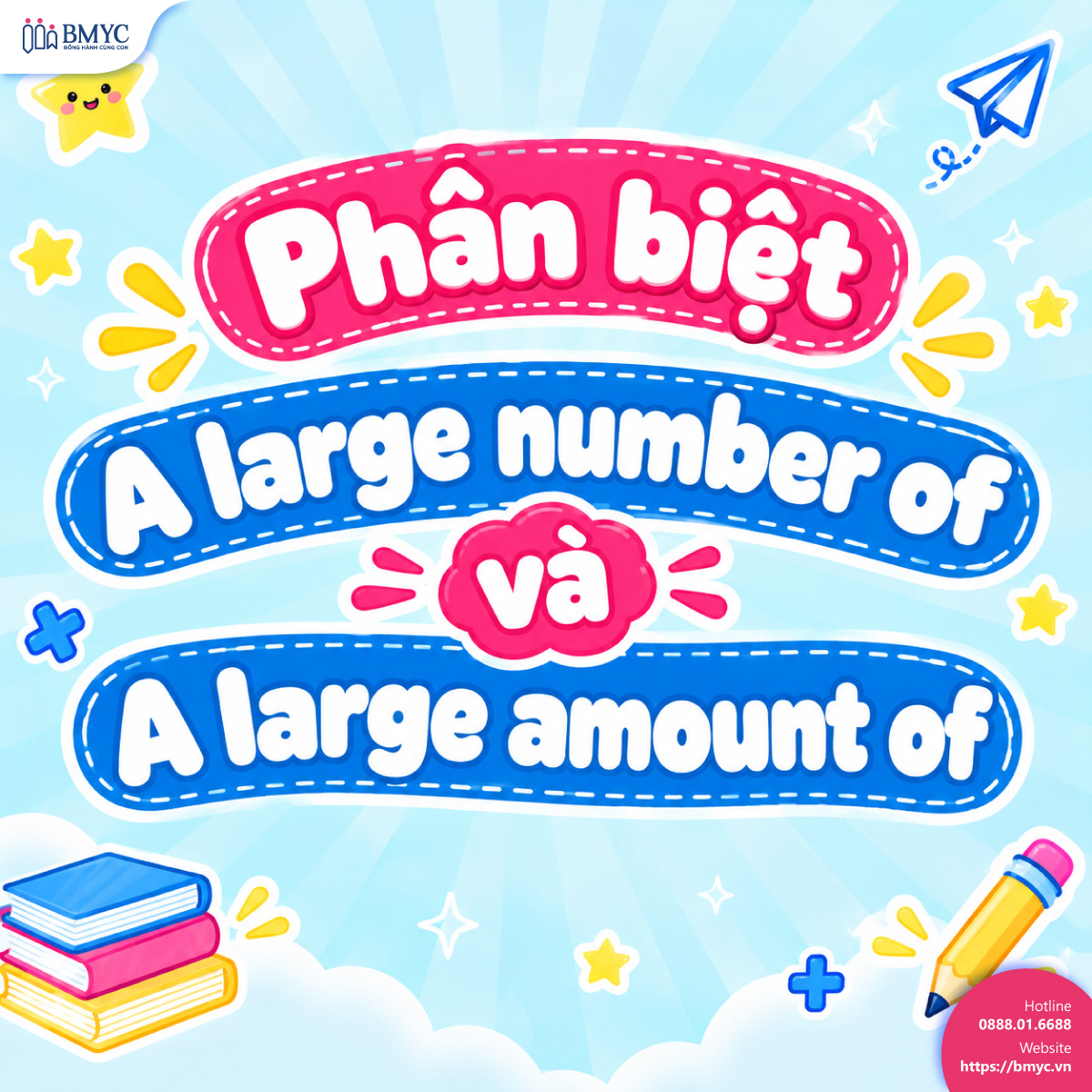Phân biệt A large number of và A large amount of