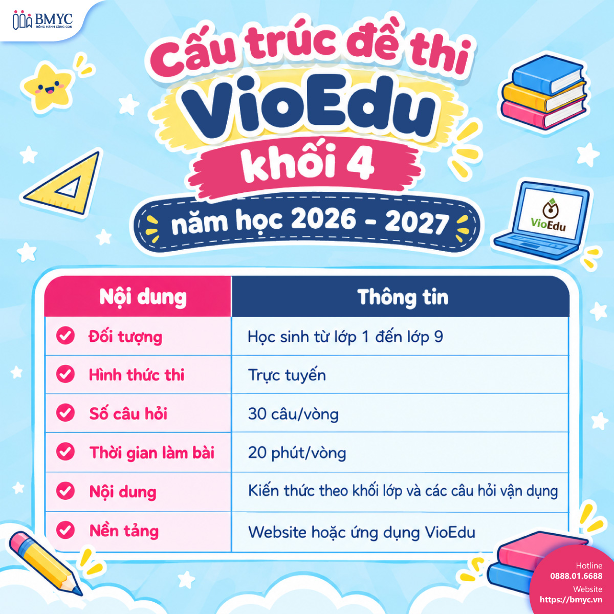 Cấu trúc đề thi VioEdu khối 4 năm học 2026-2027 Cấu trúc đề thi VioEdu khối 4 năm học 2026-2027