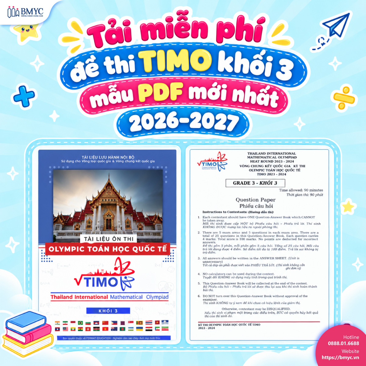 Tải miễn phí đề thi TIMO khối 3 mẫu PDF mới nhất 2026-2027 