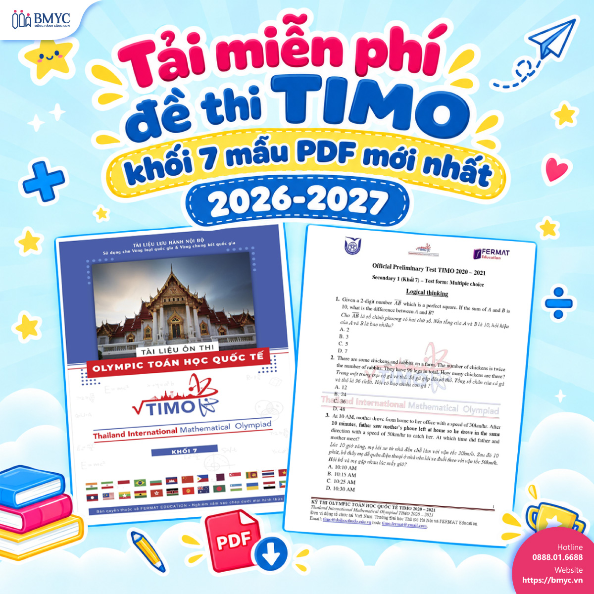 Tải miễn phí đề thi TIMO khối 7 mẫu PDF mới nhất 2026-2027