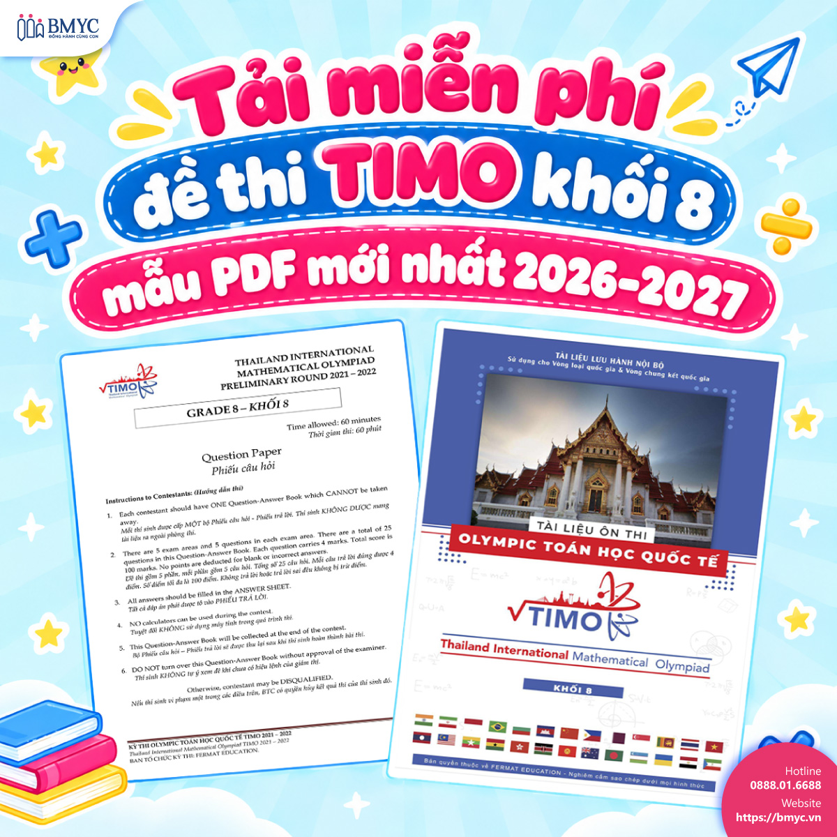 Tải miễn phí đề thi TIMO khối 8 mẫu PDF mới nhất 2026-2027