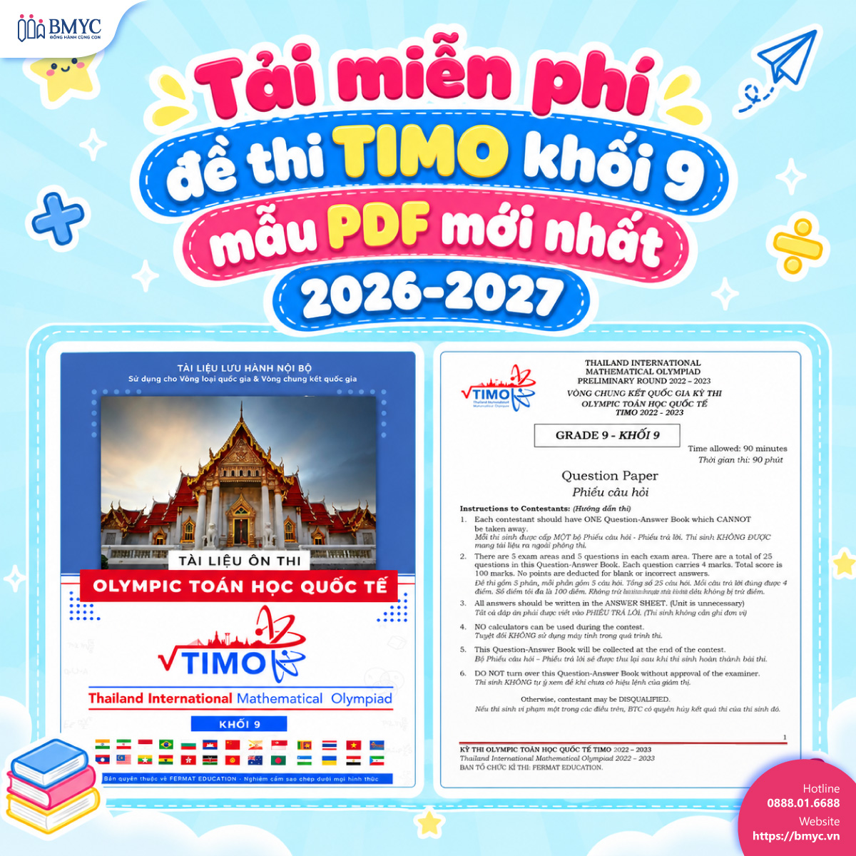 Tải miễn phí đề thi TIMO khối 9 mẫu PDF mới nhất 2026-2027