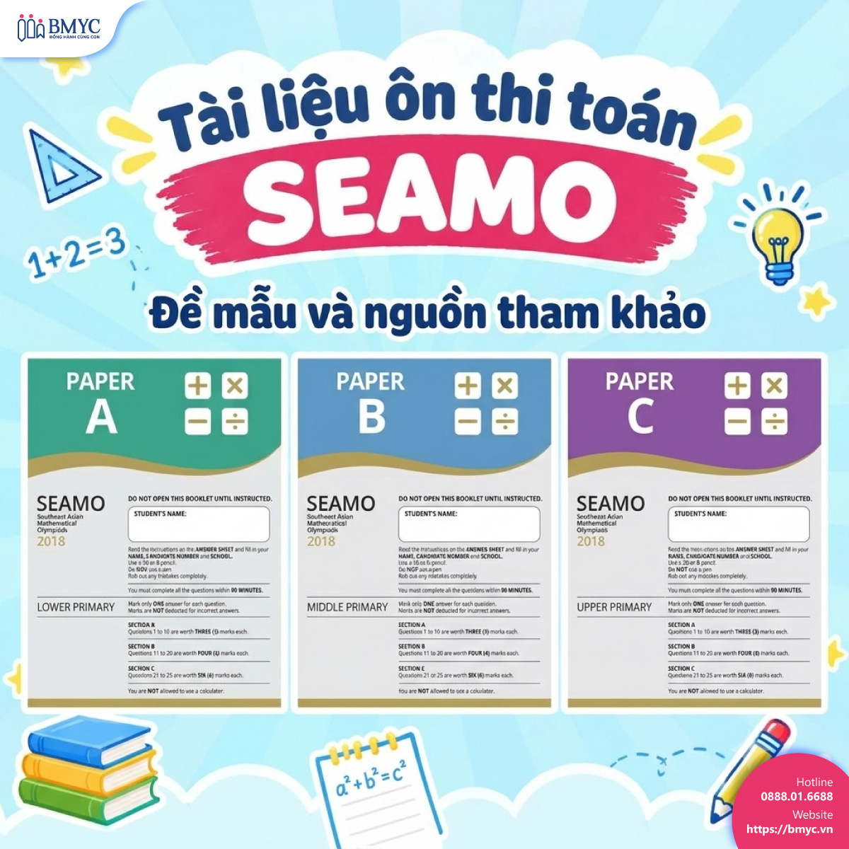 Tài liệu ôn thi toán SEAMO: Đề mẫu và nguồn tham khảo
