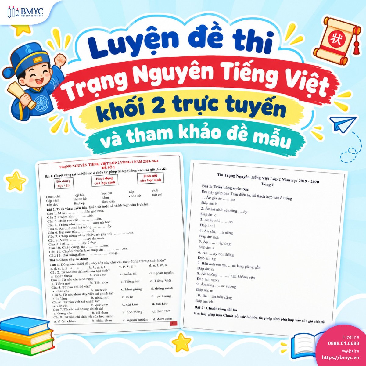 Luyện đề thi Trạng Nguyên Tiếng Việt khối 2 trực tuyến và tham khảo đề mẫu