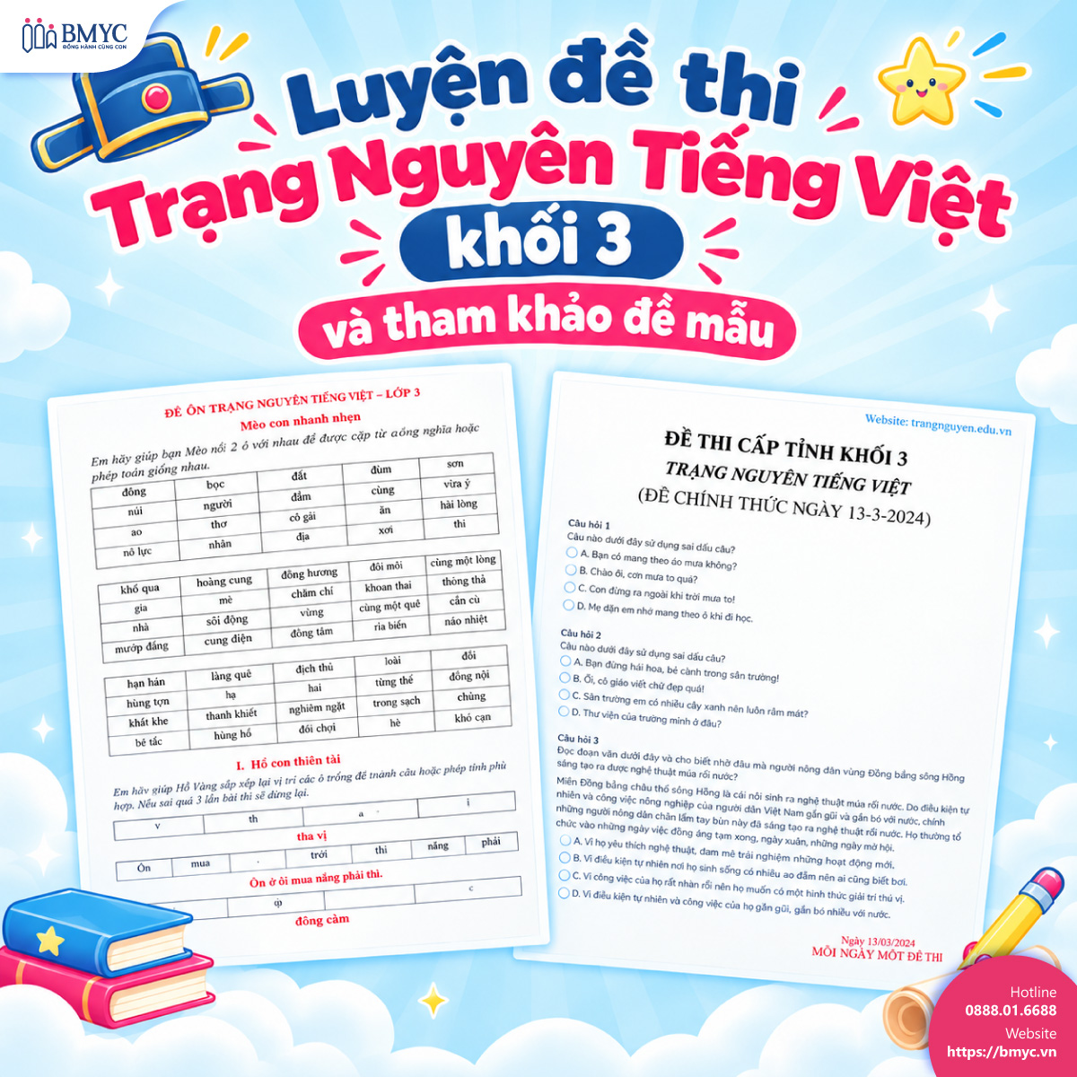 Luyện đề thi Trạng Nguyên Tiếng Việt khối 3 và tham khảo đề mẫu