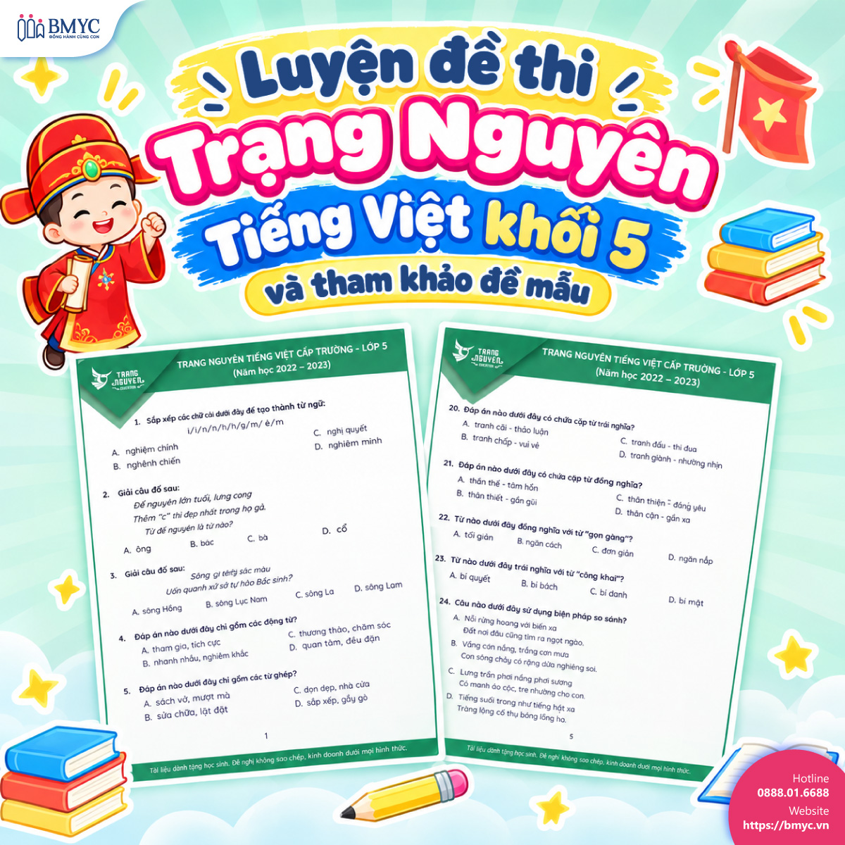 Luyện đề thi Trạng Nguyên Tiếng Việt khối 5 và tham khảo đề mẫu