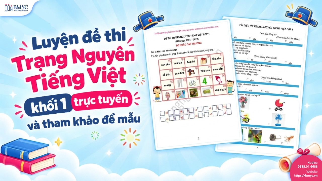 Luyện đề thi Trạng Nguyên Tiếng Việt khối 1 trực tuyến và tham khảo đề mẫu