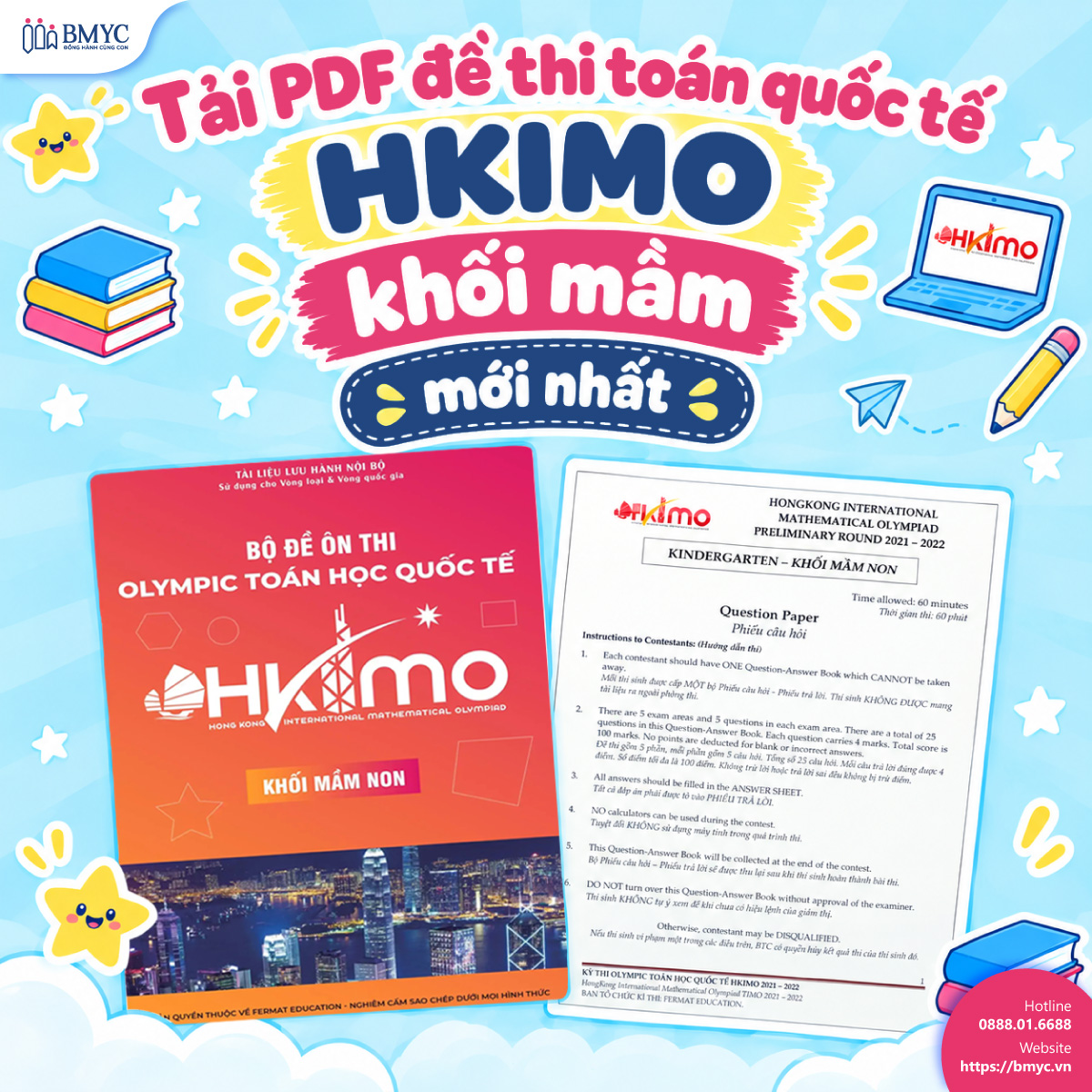 Tải PDF đề thi toán quốc tế HKIMO khối mầm mới nhất
